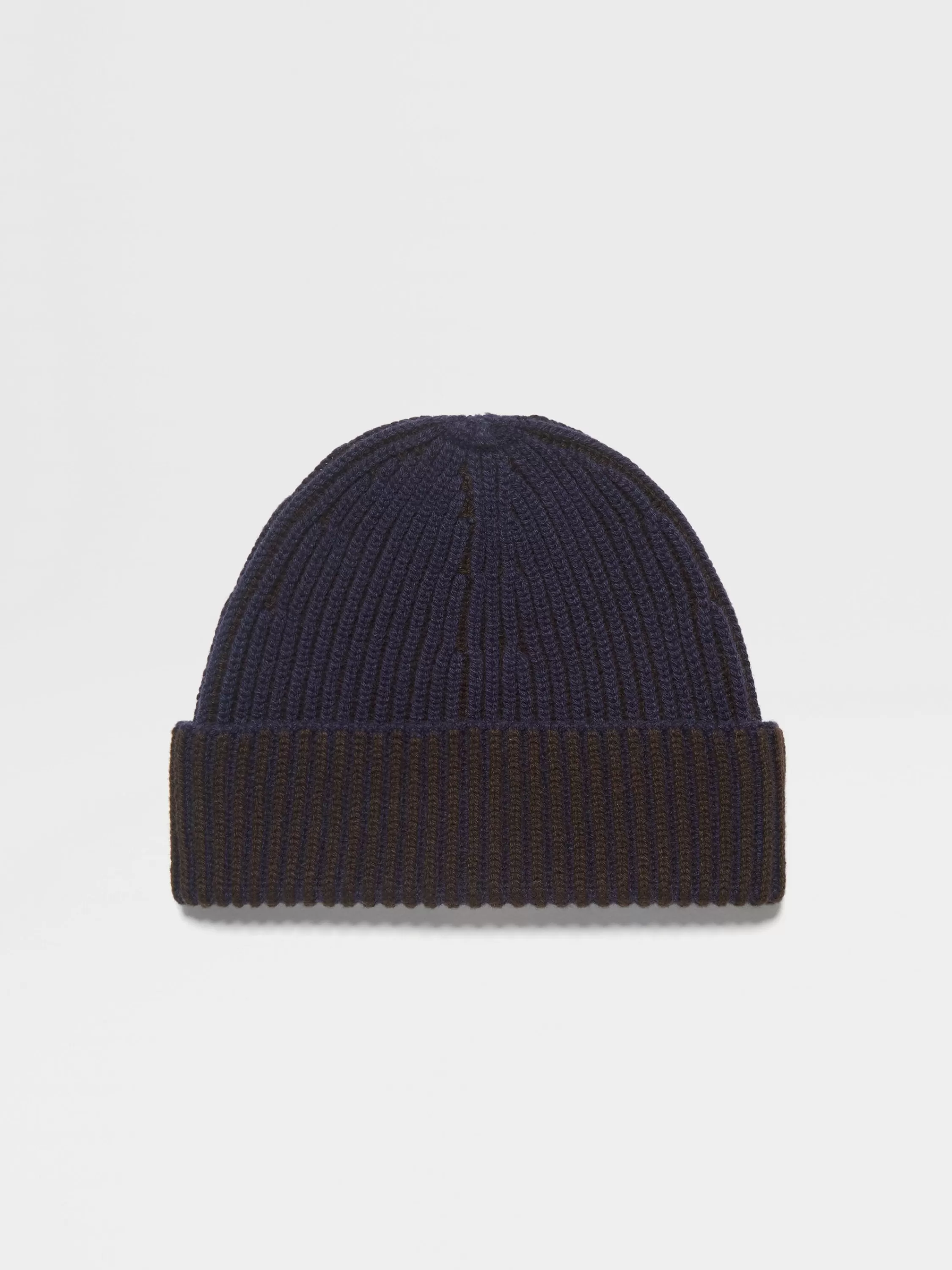Sale Beanie aus Oasi Cashmere in Tintenblau und Dunkelbraun Handschuhe, Schals Und Hüte