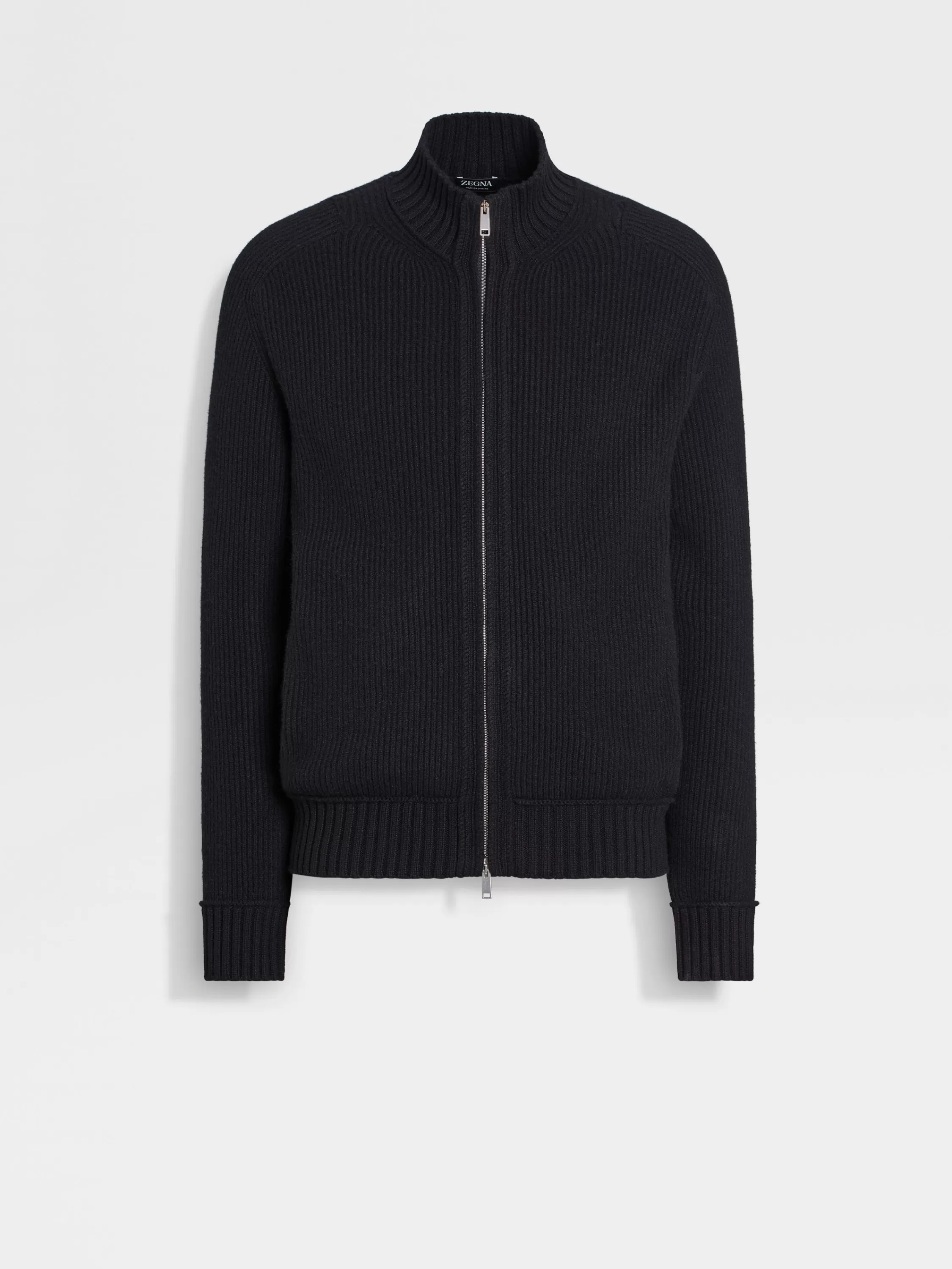 Best Sale Cardigan aus Oasi Cashmere mit durchgehendem Reißverschluss in meliertem Schwarz Strickwaren