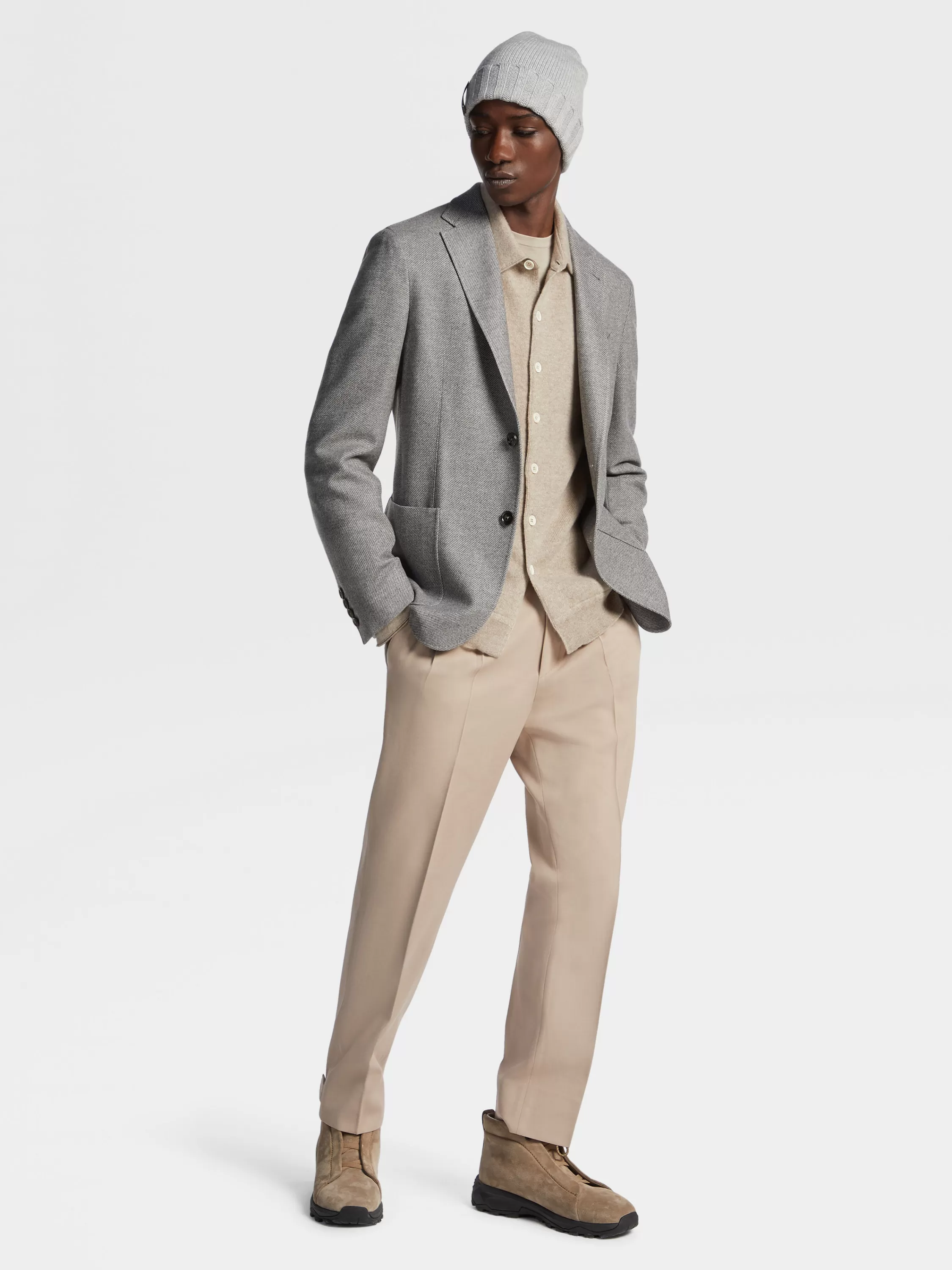 Shop Chore Hemdjacke aus Trofeo™ Cashmere in meliertem Grau Jacketts