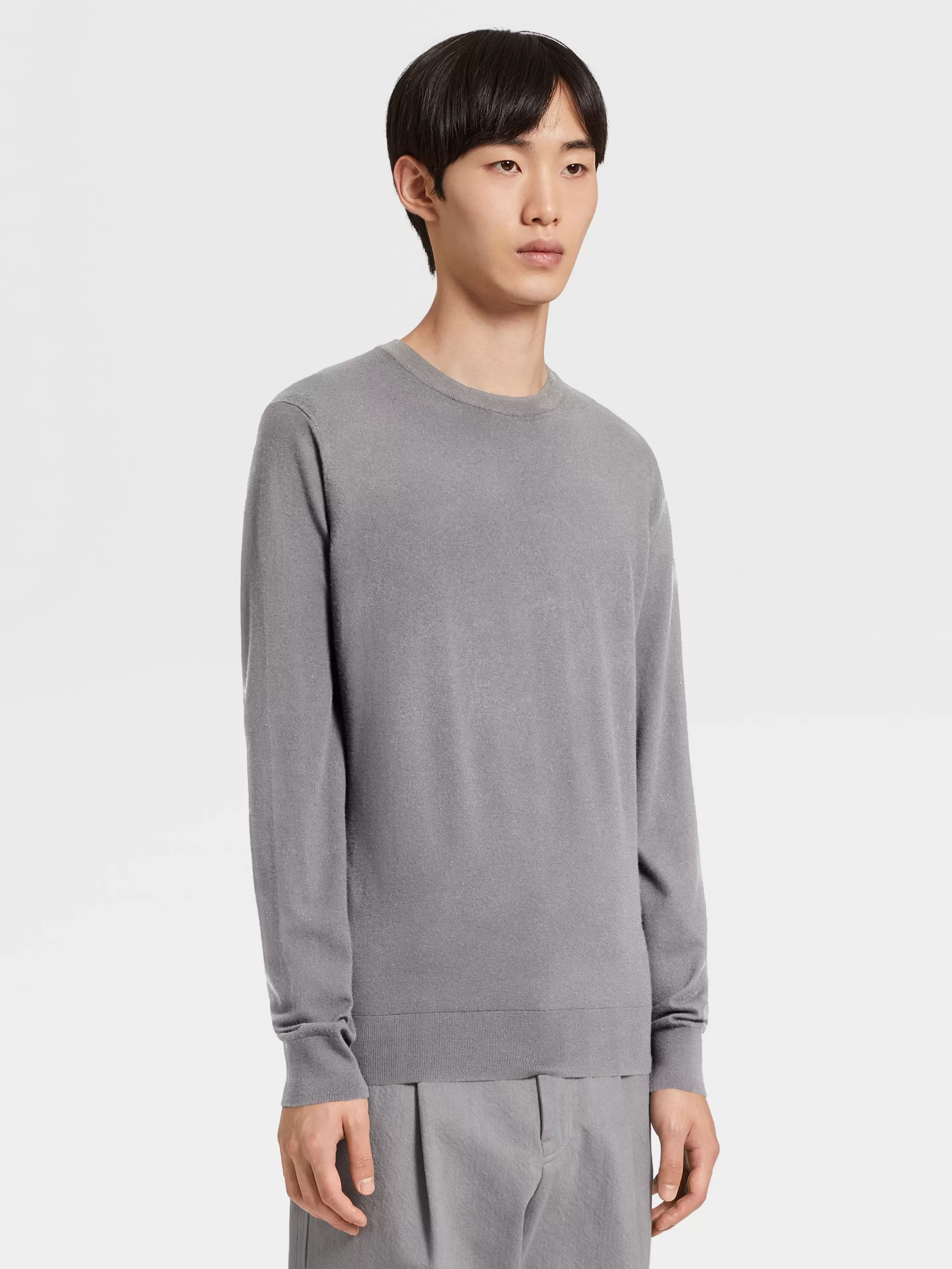 Best Sale Dark Grey 12milmil12 Wool Crewneck Strickwaren