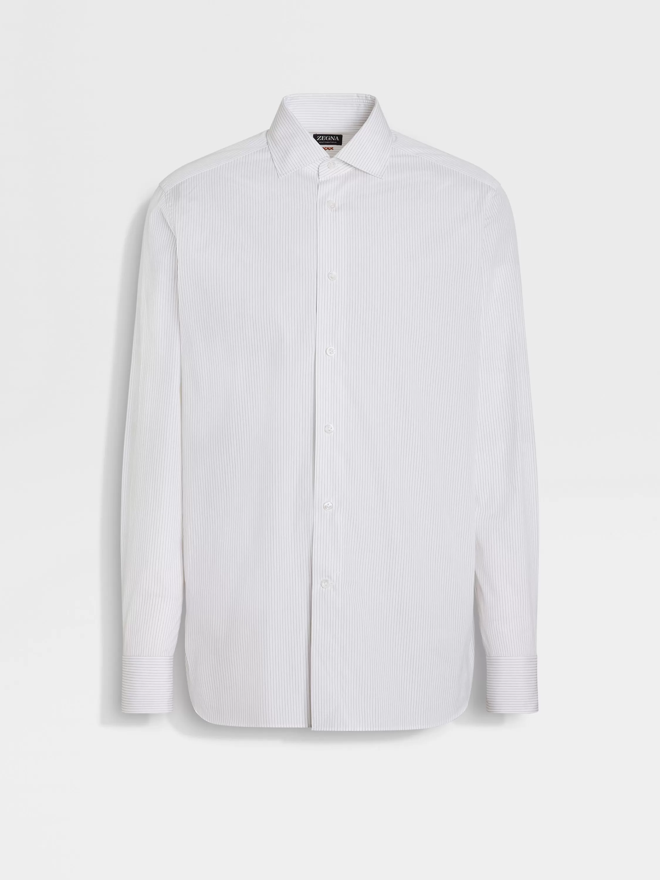 Flash Sale Gestreiftes Hemd aus Centoventimila-Baumwolle in Weiß und Khaki Hemden