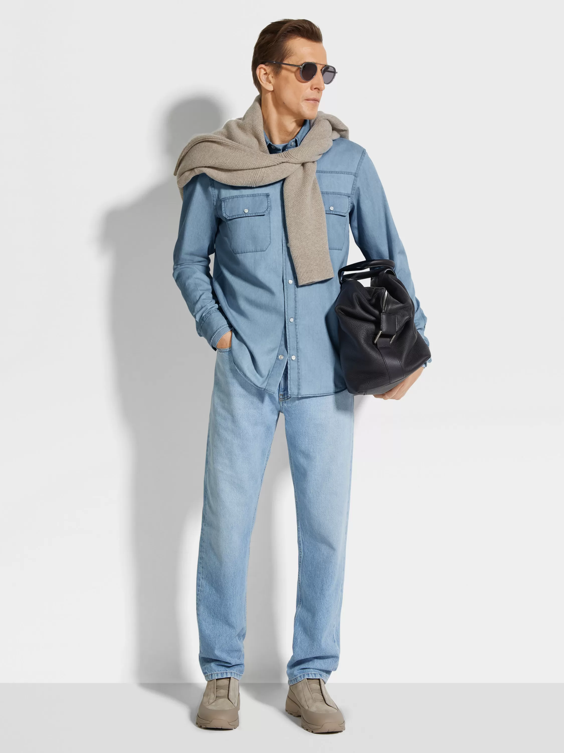 Online Hemd aus gebleichtem Baumwolldenim Hemden