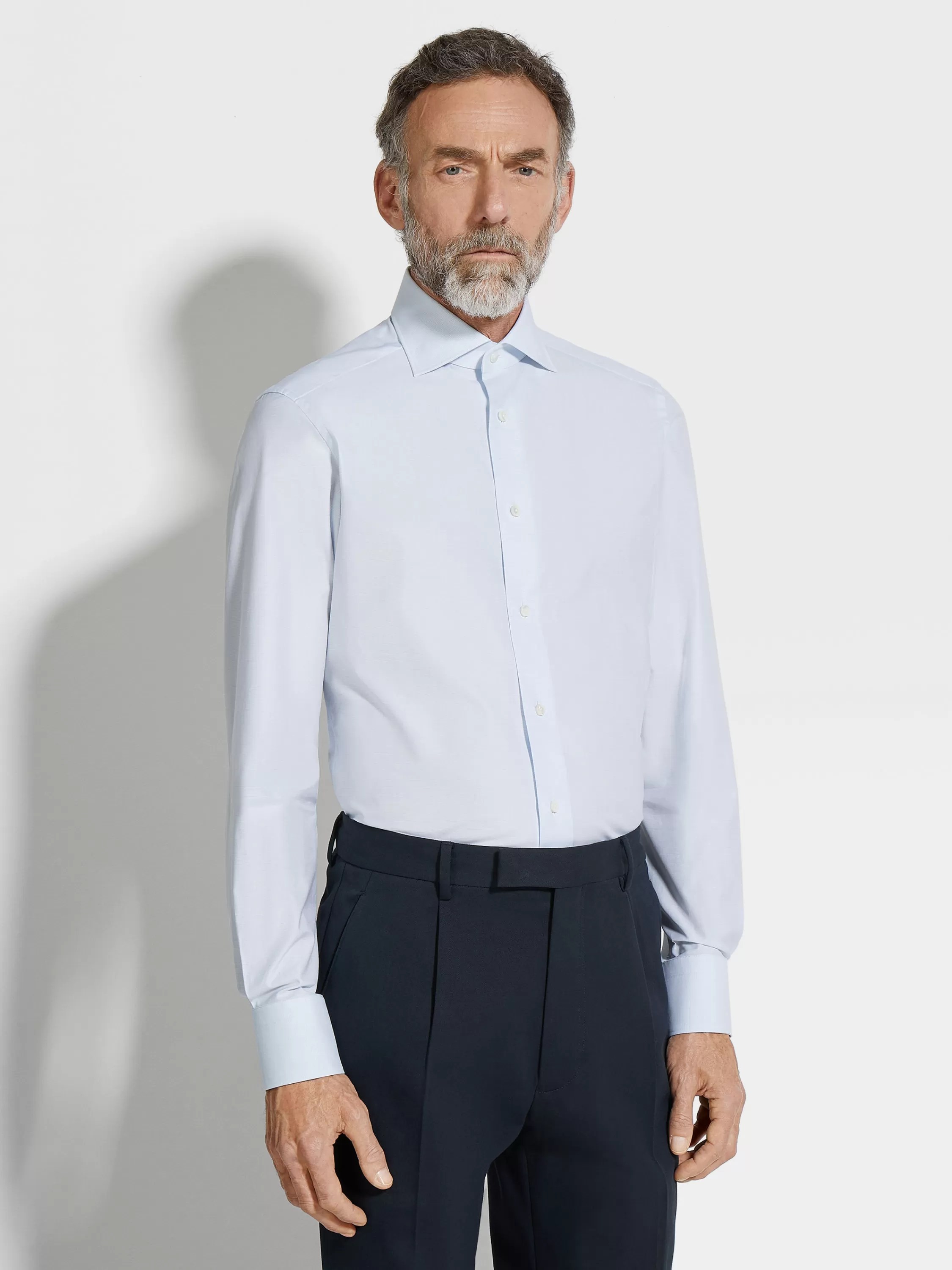 Sale Hemd aus Trofeo™ Baumwolle mit kleinem Karomuster in Hellblau und Weiß Hemden