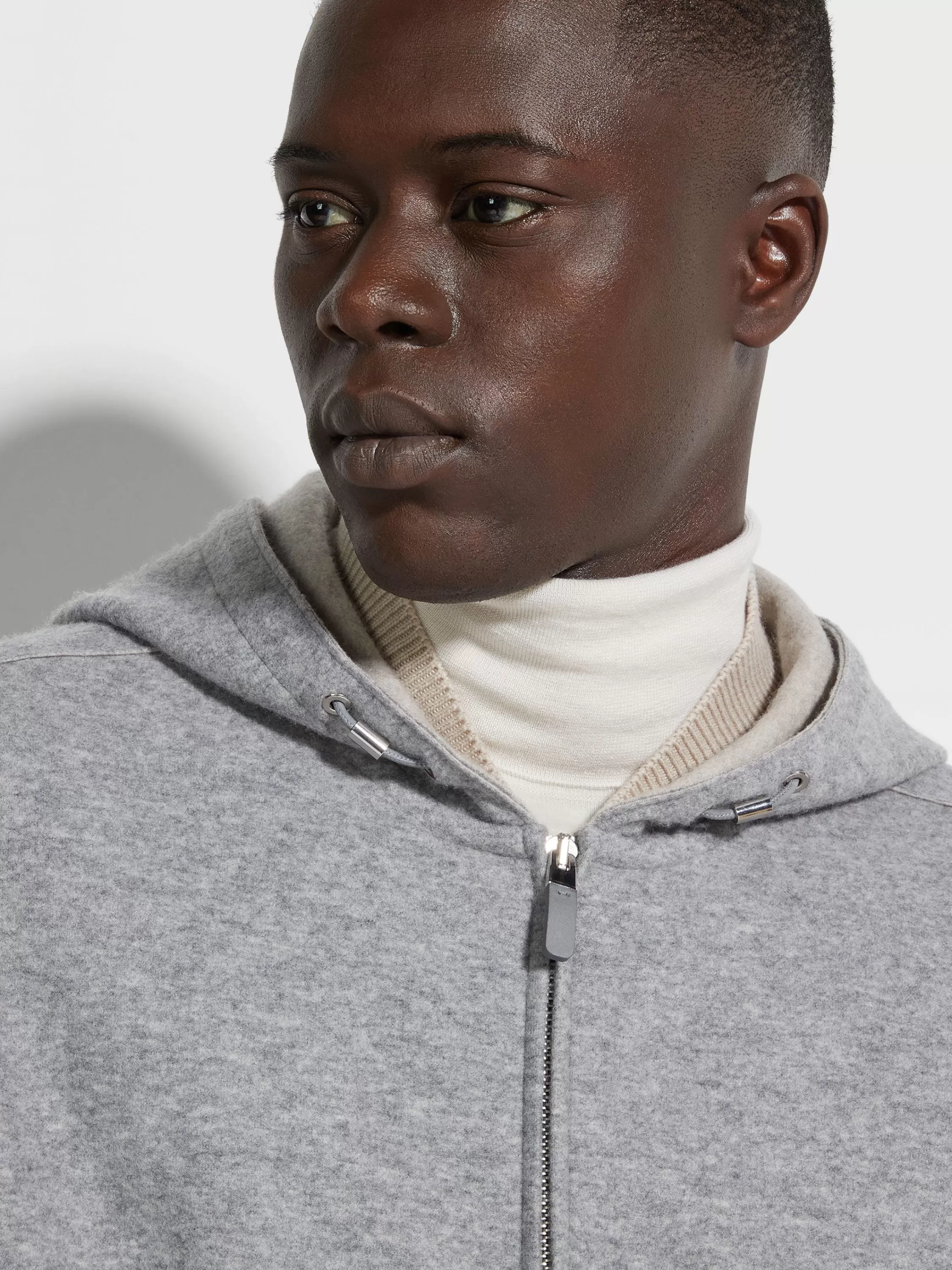 Flash Sale Hoodie aus Kaschmirmischung mit Reißverschluss in meliertem Grau Jogginghosen Und Pullover