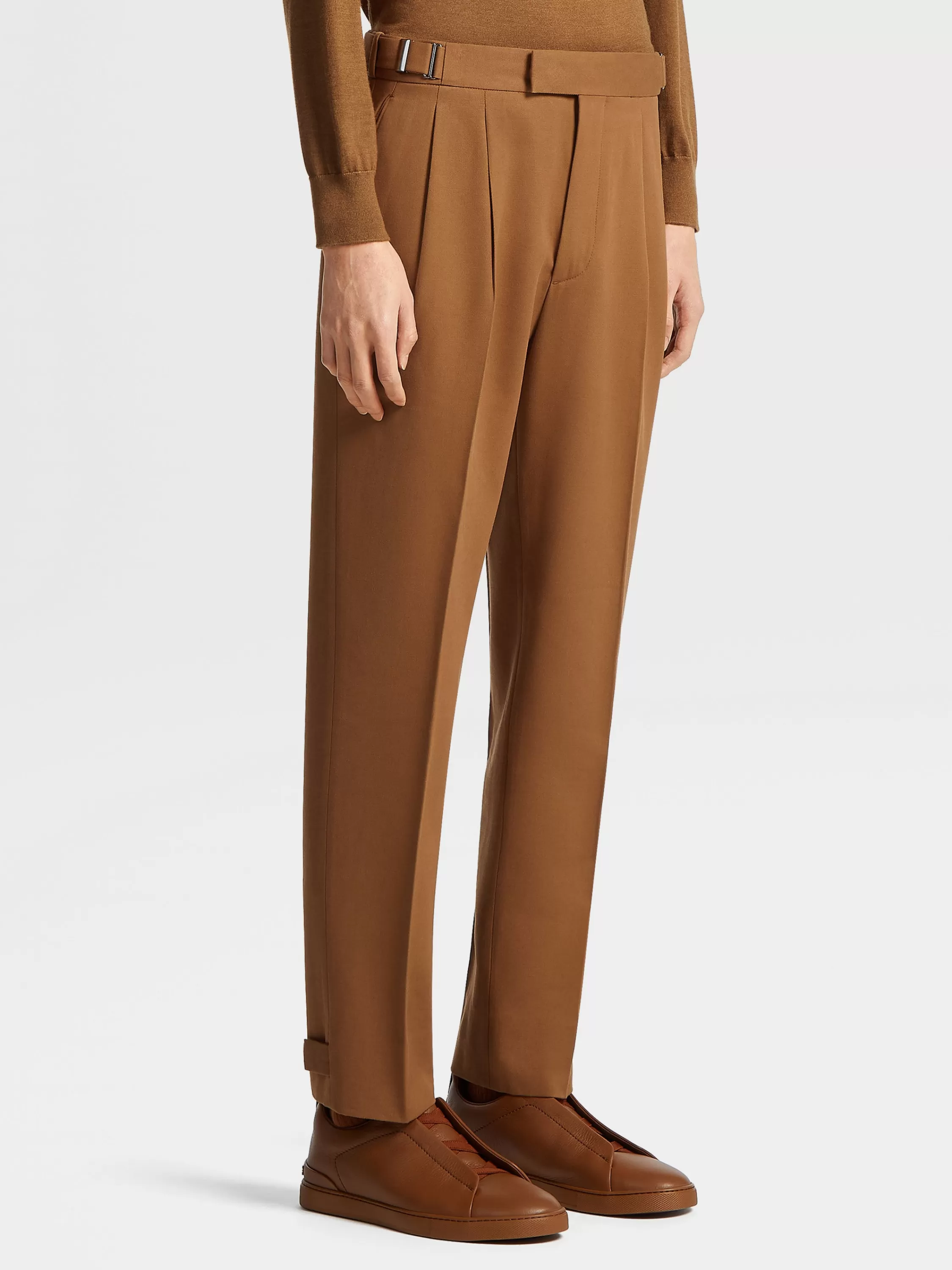 Sale Hose aus Baumwolle und Wolle in Dunklem Foliage Hosen