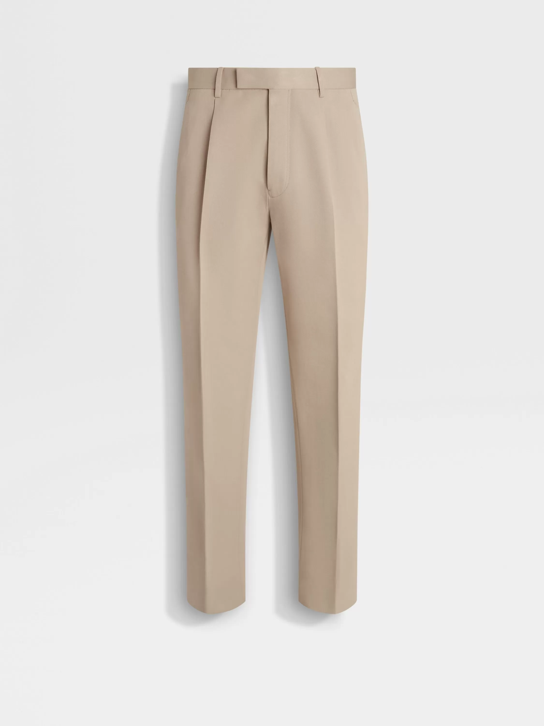 Outlet Hose aus Baumwolle und Wolle in hellem Taupe Hosen