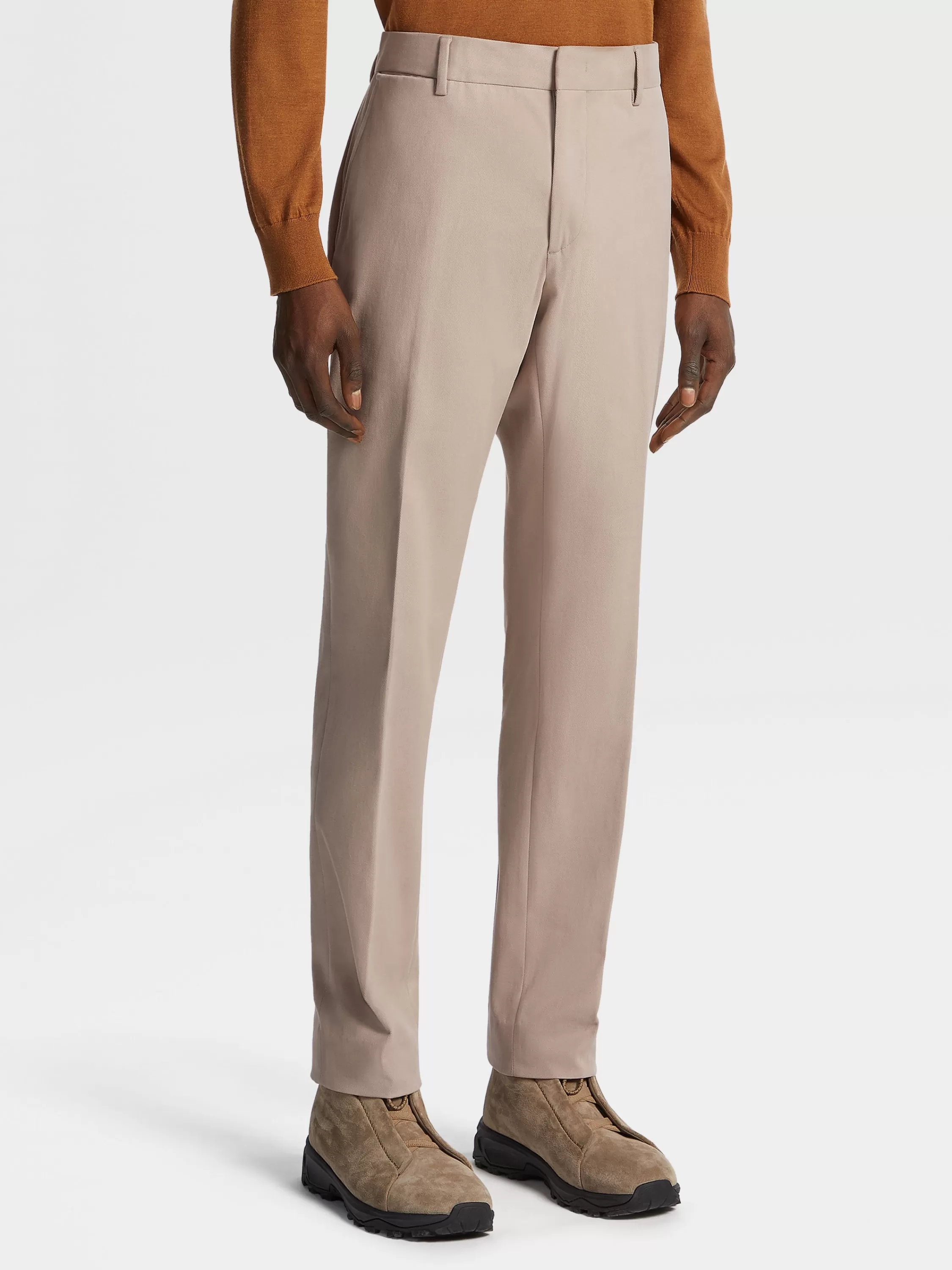 Store Hose aus Winter Chino Baumwollmischung in hellem Taupe Hosen