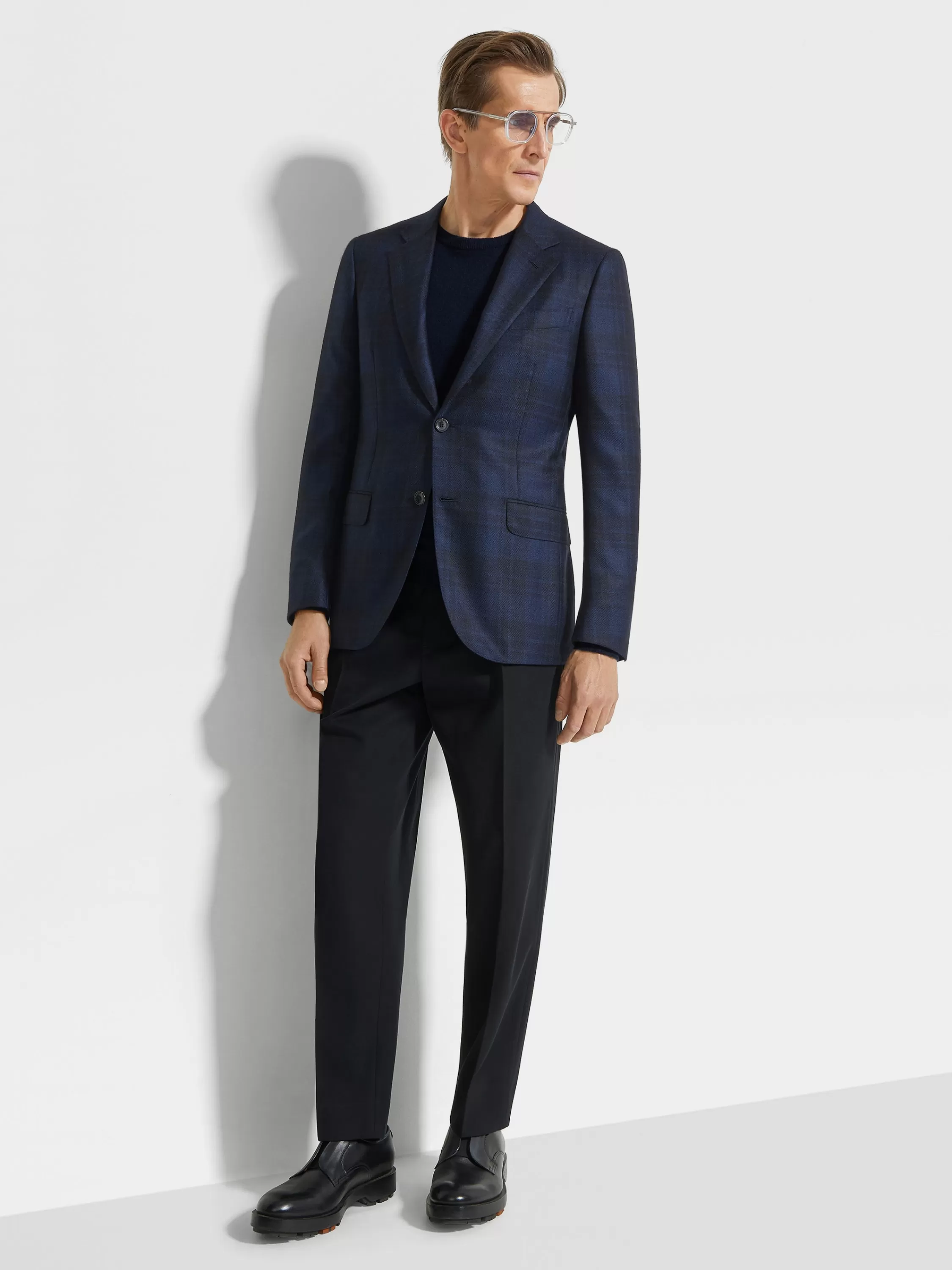 Store Jacke aus Kaschmir und Seide in Marineblau und Blau Jacketts