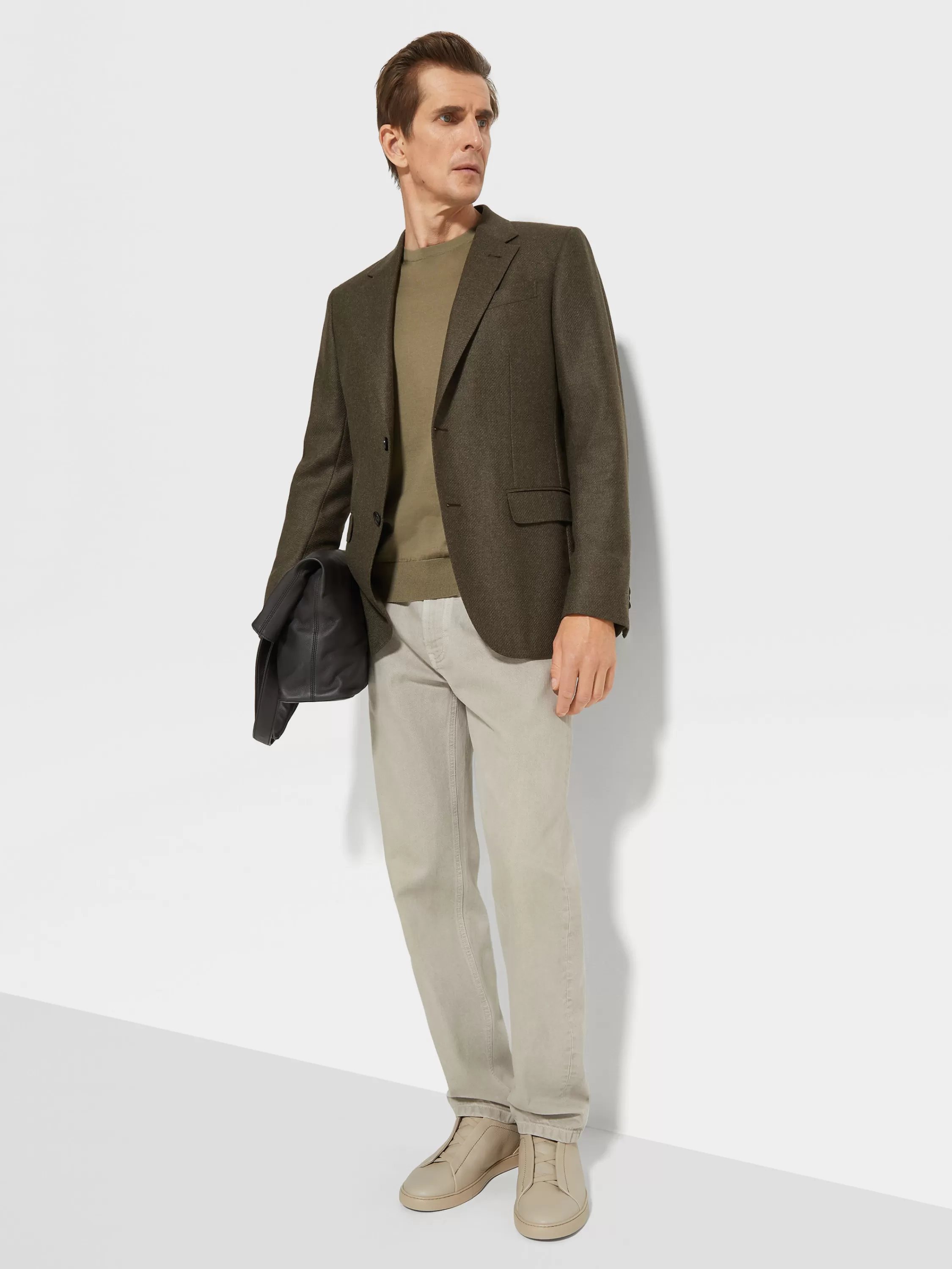 Cheap Jacke aus Oasi Cashmere in mehrfarbig meliertem Khaki Jacketts