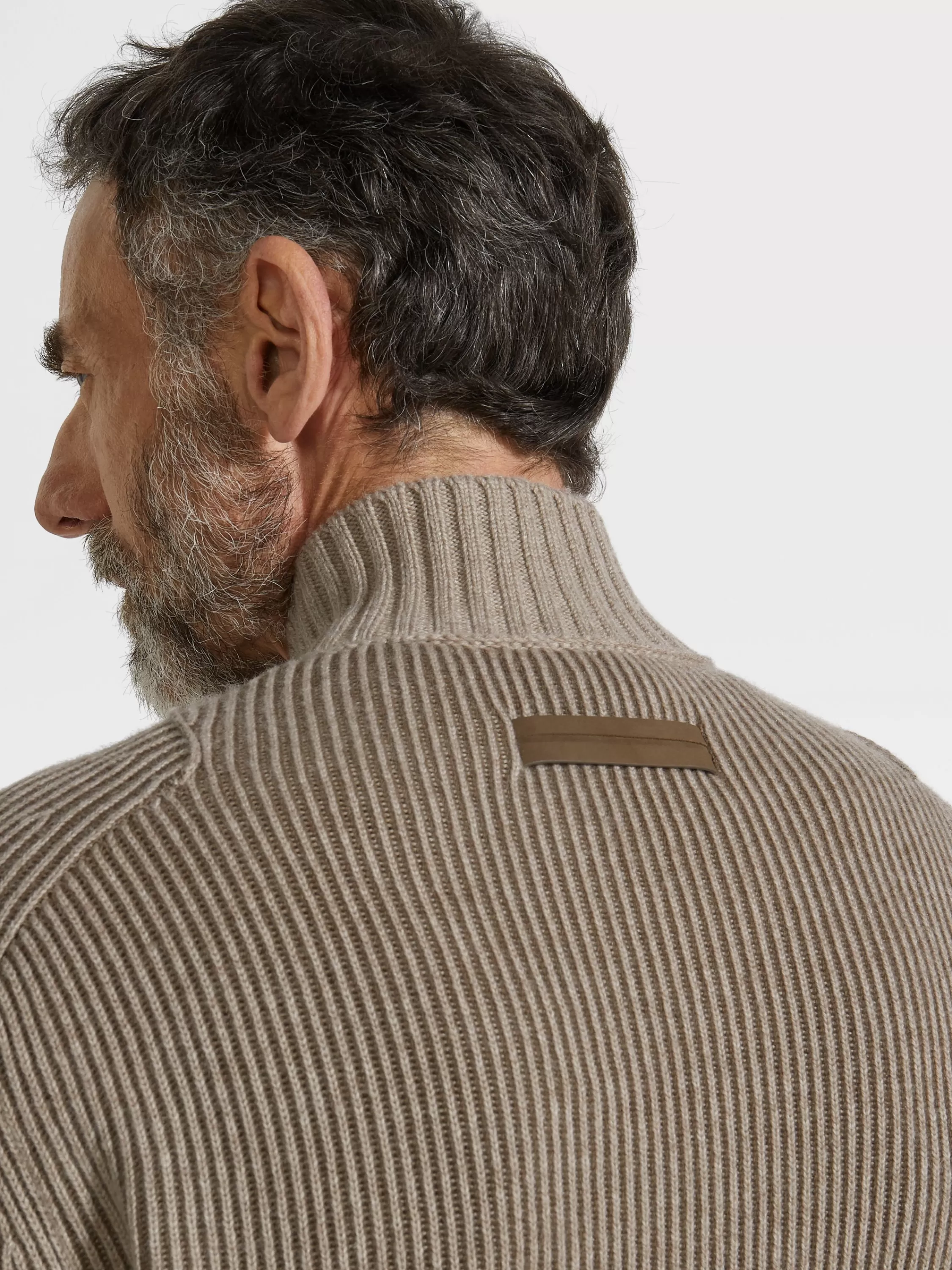 Cheap Melierter Cardigan aus Oasi Cashmere mit durchgehendem Reißverschluss in hellem Taupe und Khaki Strickwaren