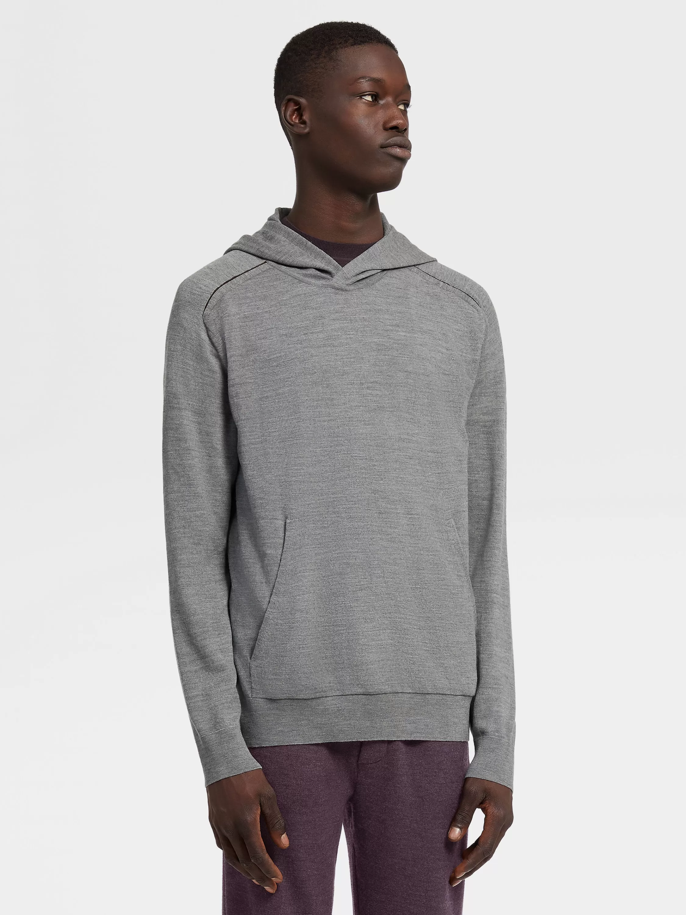 New 12milmil12 Hoodie Aus Wolle In Meliertem Grau Strickwaren