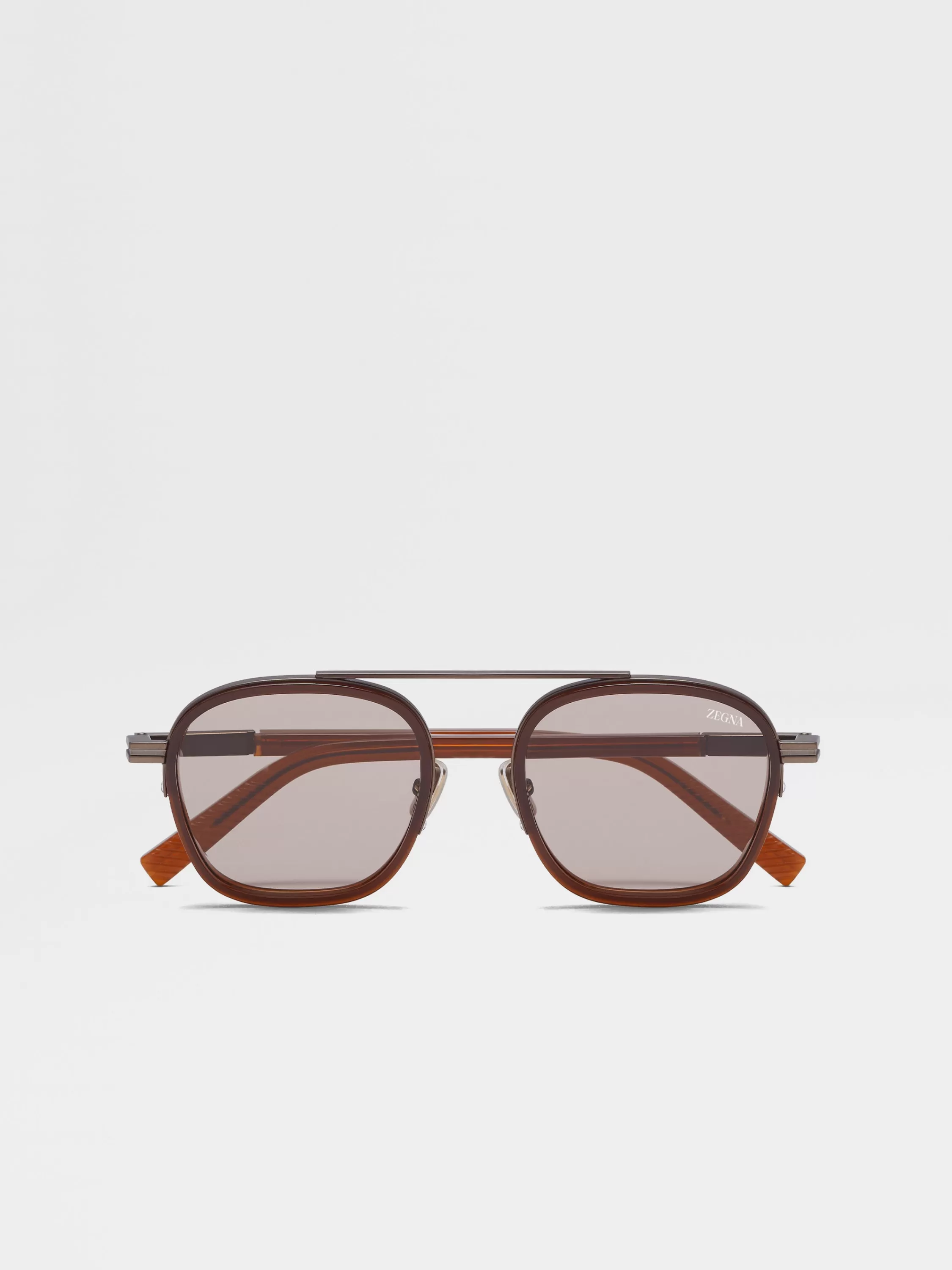 Clearance Orizzonte I Sonnenbrille aus Acetat und Metall in dunklem Foliage Sonnenbrillen