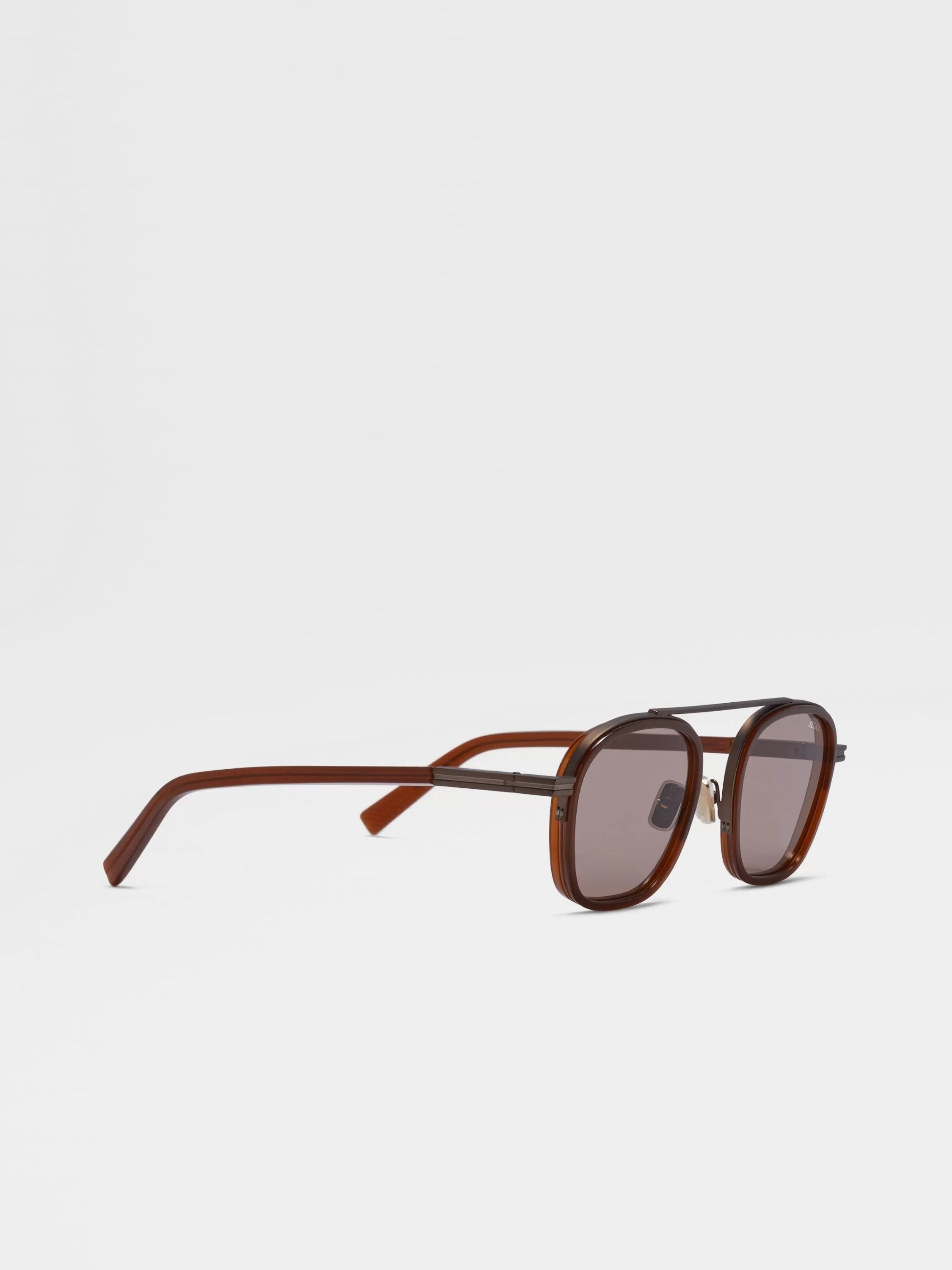 Clearance Orizzonte I Sonnenbrille aus Acetat und Metall in dunklem Foliage Sonnenbrillen
