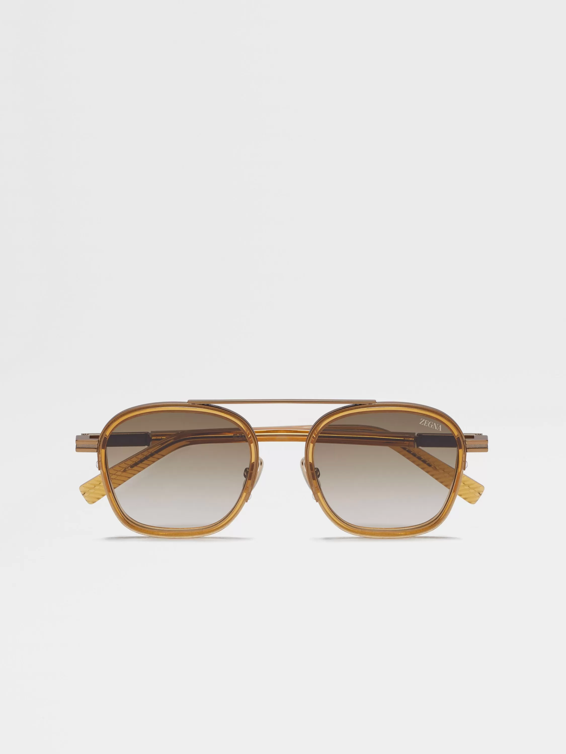 Outlet Orizzonte I Sonnenbrille aus Metall und Acetat in transparentem Golden Syrup Sonnenbrillen