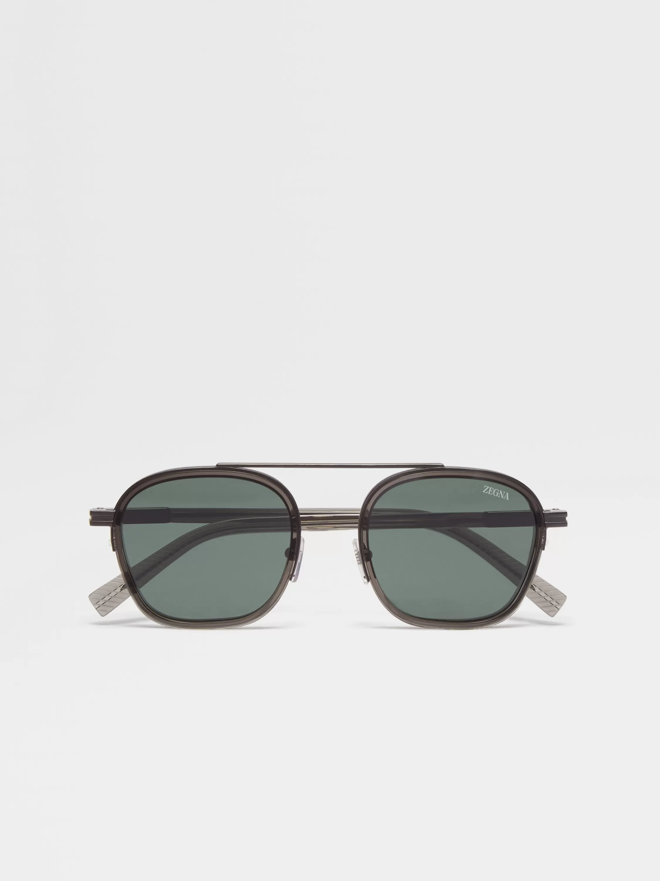 Clearance Orizzonte I Sonnenbrille aus transparentem, dunkelgrauem Acetat und Metall Sonnenbrillen