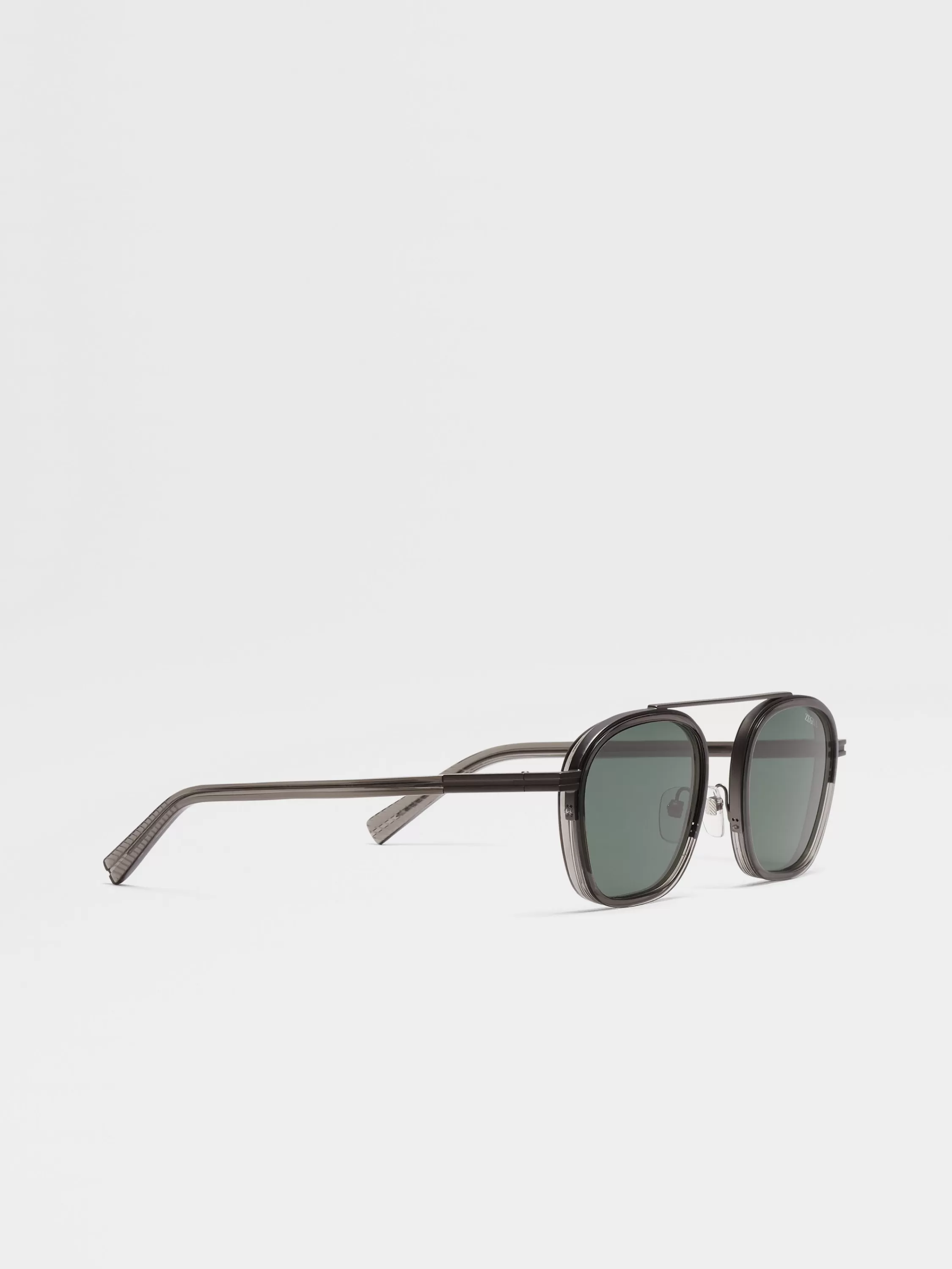 Clearance Orizzonte I Sonnenbrille aus transparentem, dunkelgrauem Acetat und Metall Sonnenbrillen