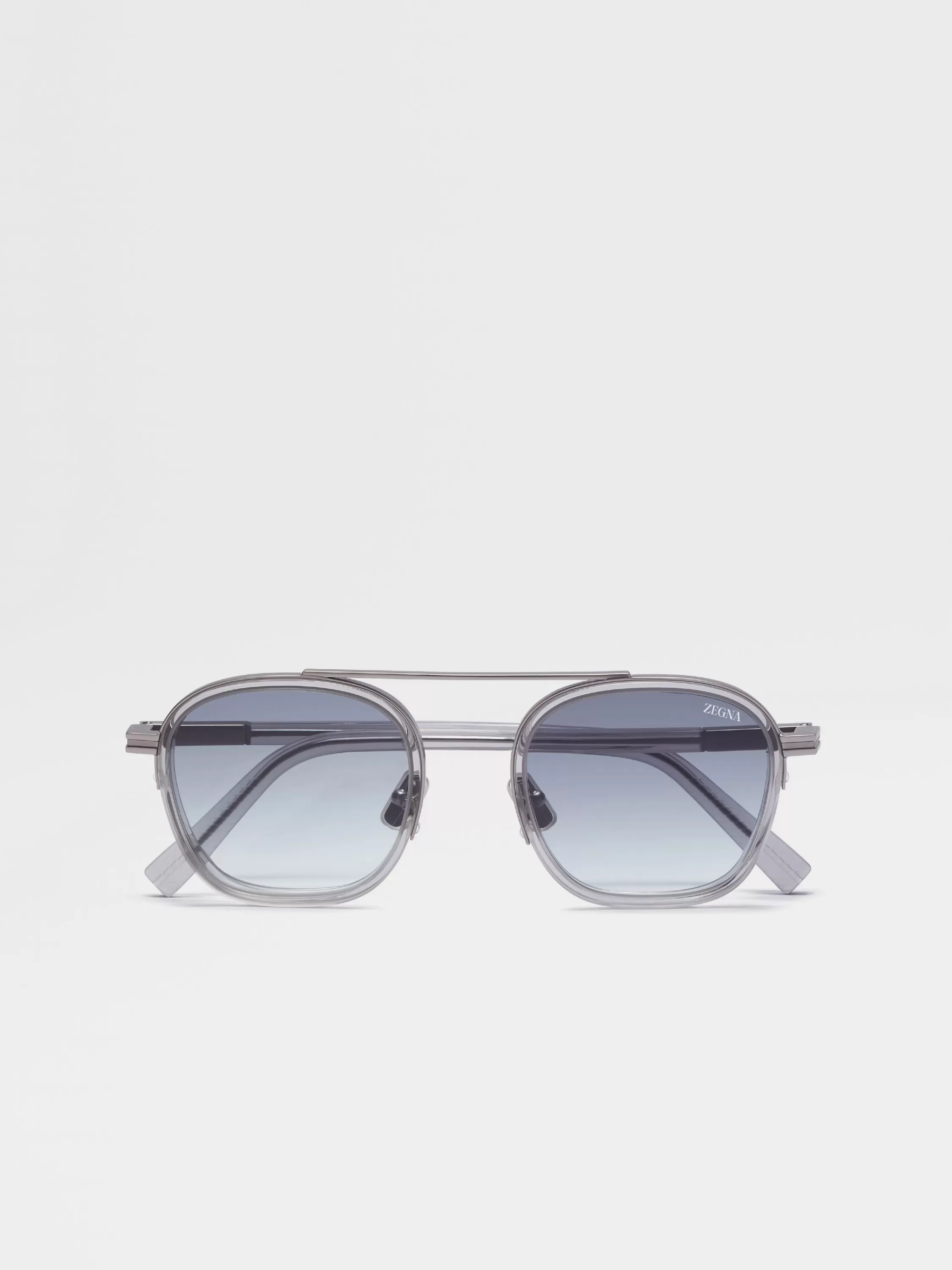Best Orizzonte I Sonnenbrille aus transparentem, hellgrauem Acetat und Metall Sonnenbrillen