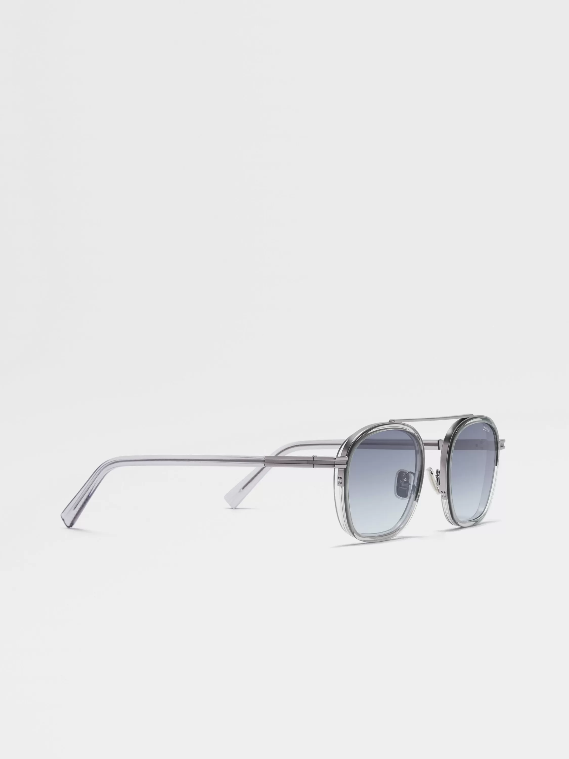 Best Orizzonte I Sonnenbrille aus transparentem, hellgrauem Acetat und Metall Sonnenbrillen