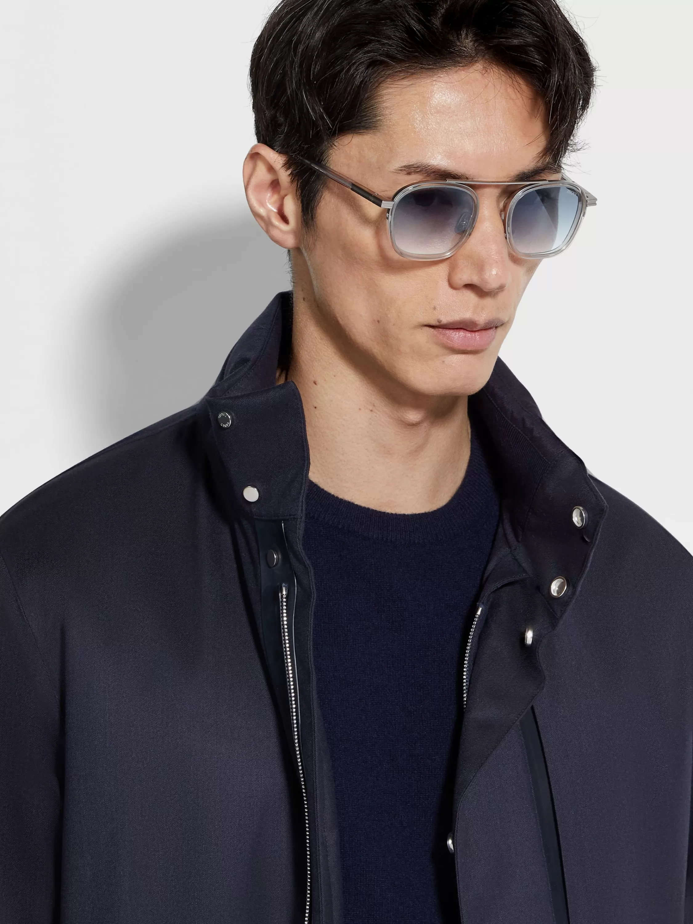 Best Orizzonte I Sonnenbrille aus transparentem, hellgrauem Acetat und Metall Sonnenbrillen