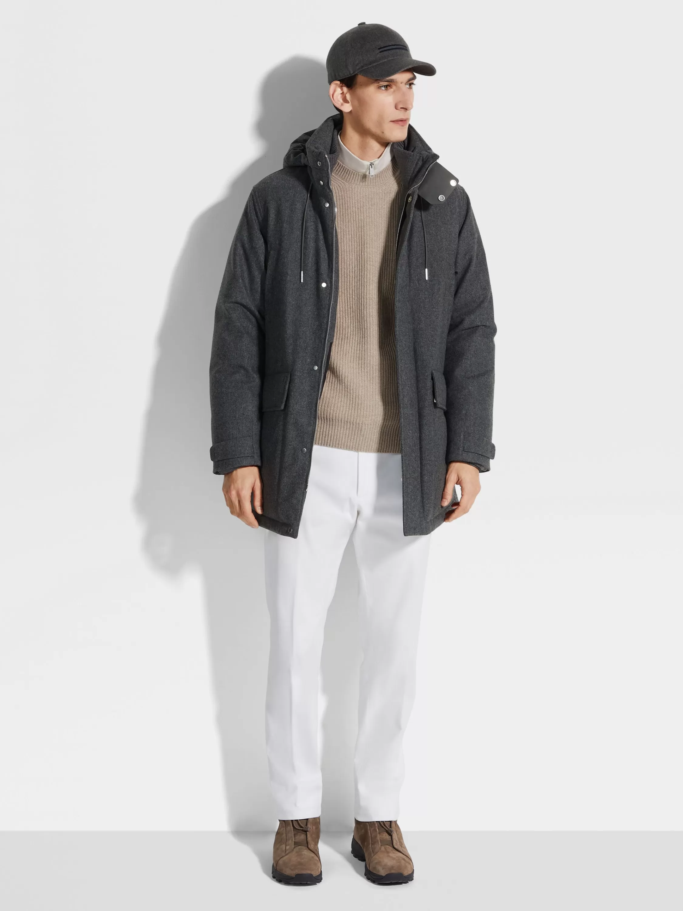 Outlet Parka aus technischer Merinowolle Jacken Und Mäntel
