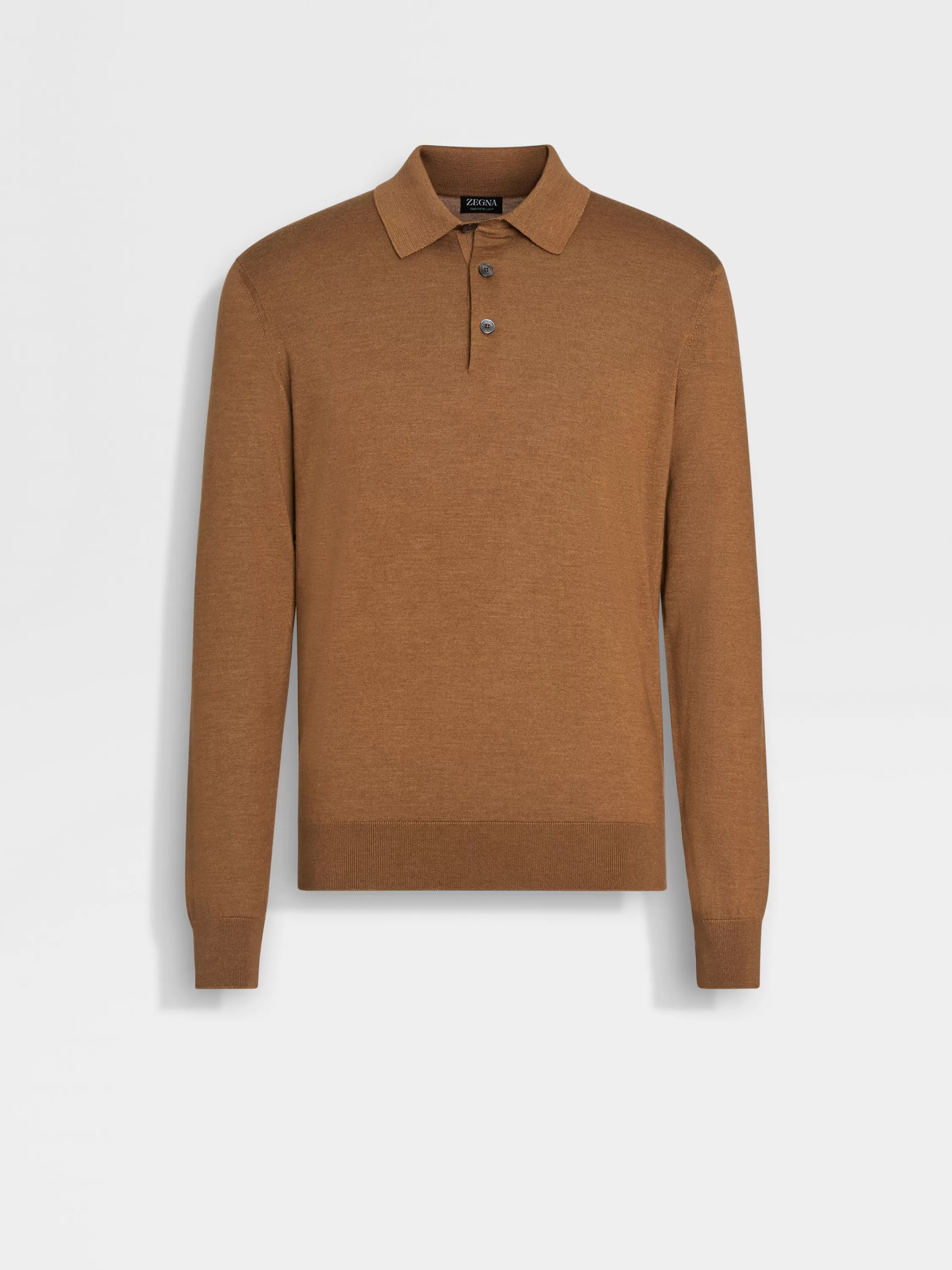 Shop Poloshirt aus Cashseta in meliertem, dunklem Foliage Strickwaren
