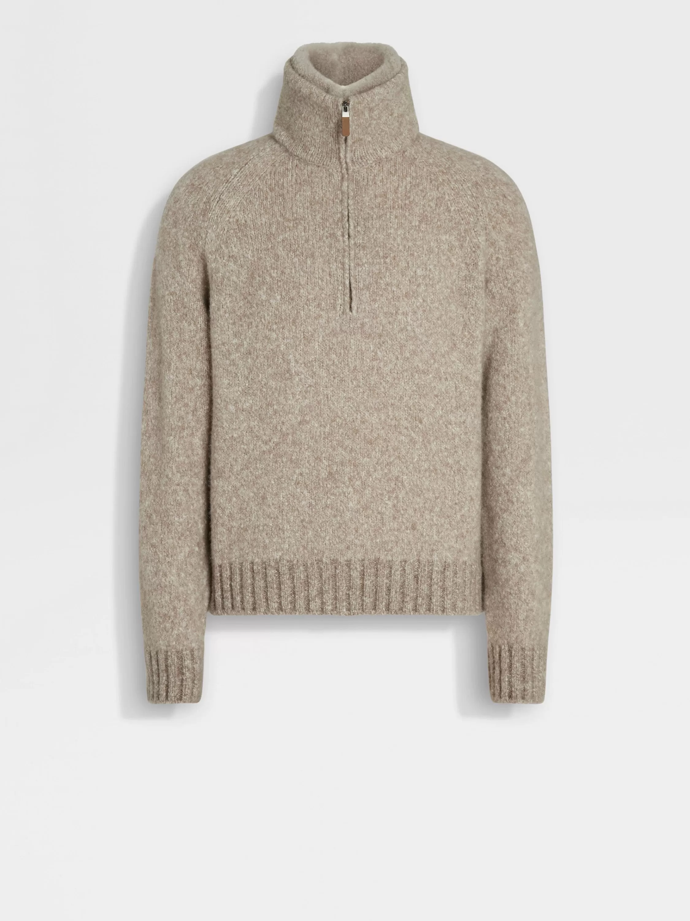 Flash Sale Poloshirt aus Kaschmir in meliertem, hellem Taupe Strickwaren