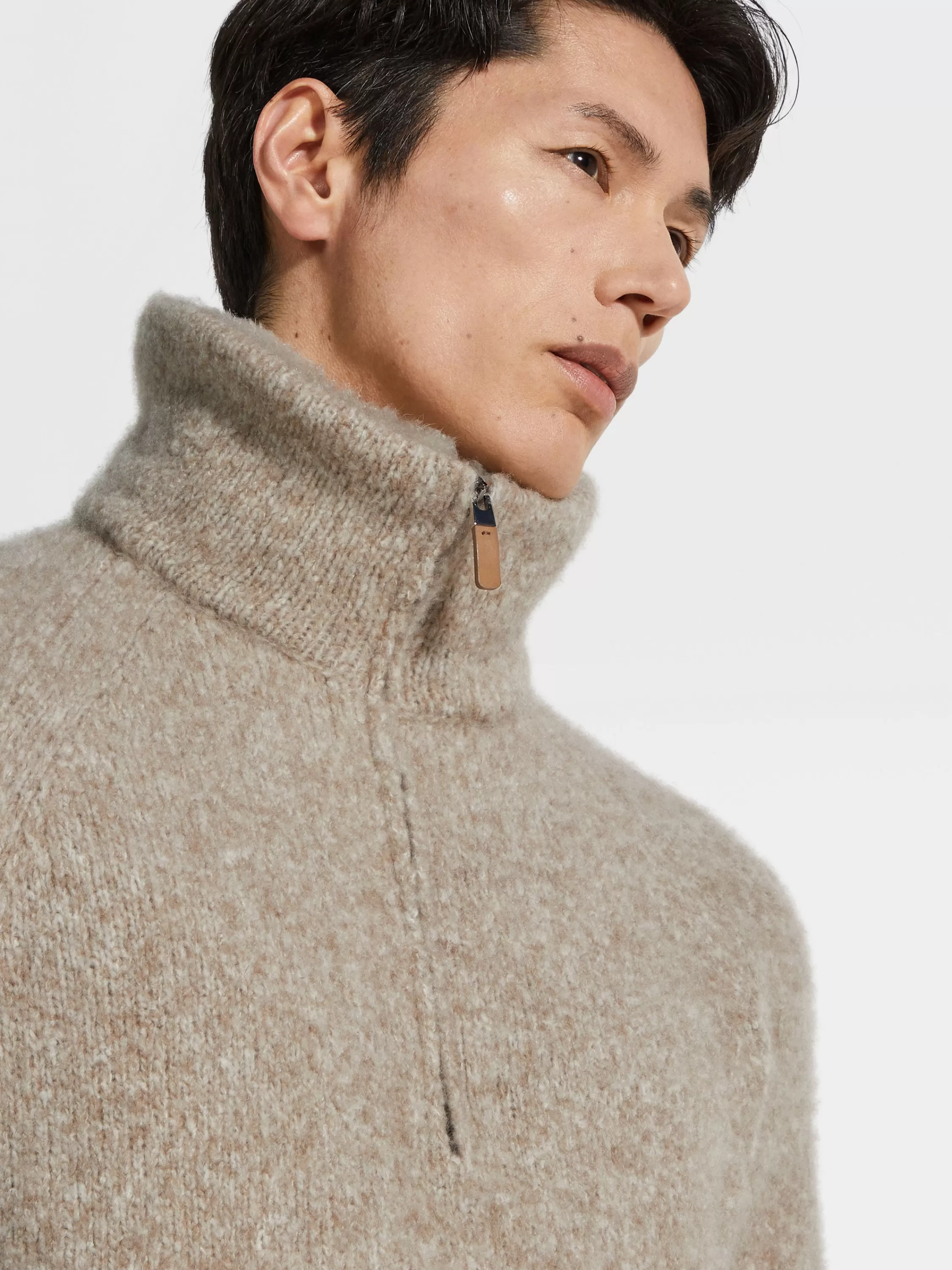 Flash Sale Poloshirt aus Kaschmir in meliertem, hellem Taupe Strickwaren