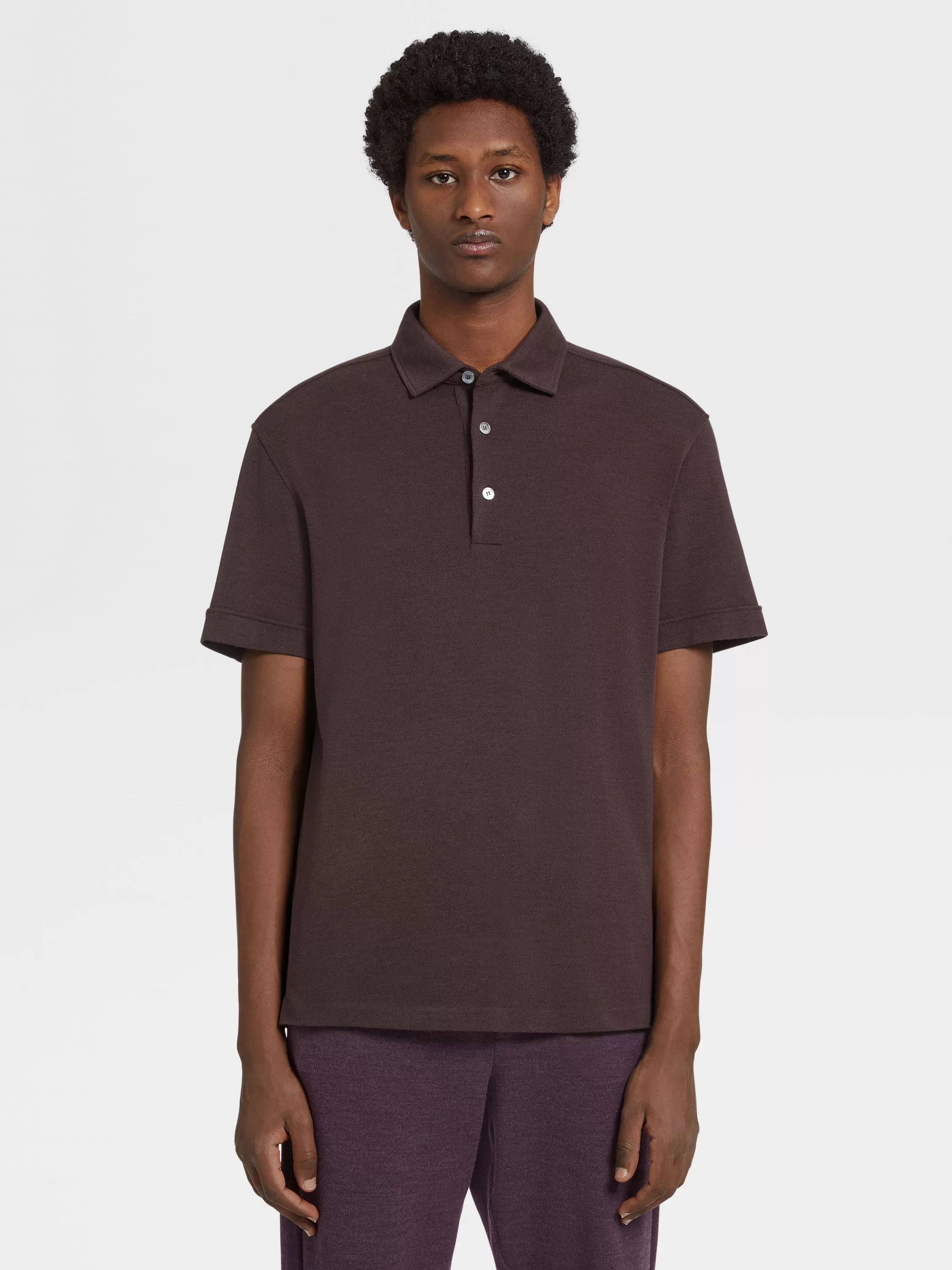 Best Poloshirt aus 12milmil12 Wolle in meliertem Weinrot Poloshirts
