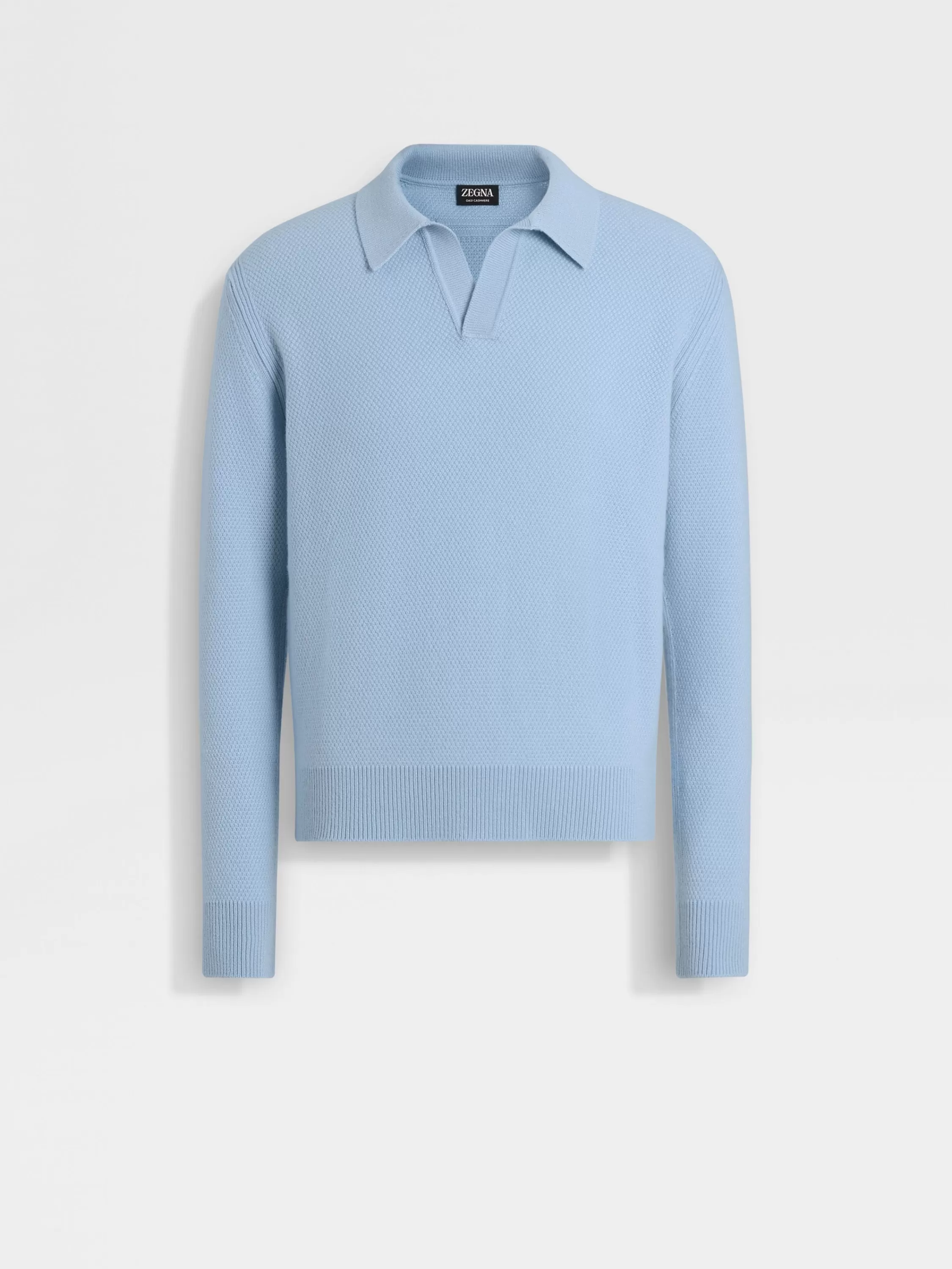 Online Poloshirt aus Oasi Cashmere in meliertem Hellblau Strickwaren