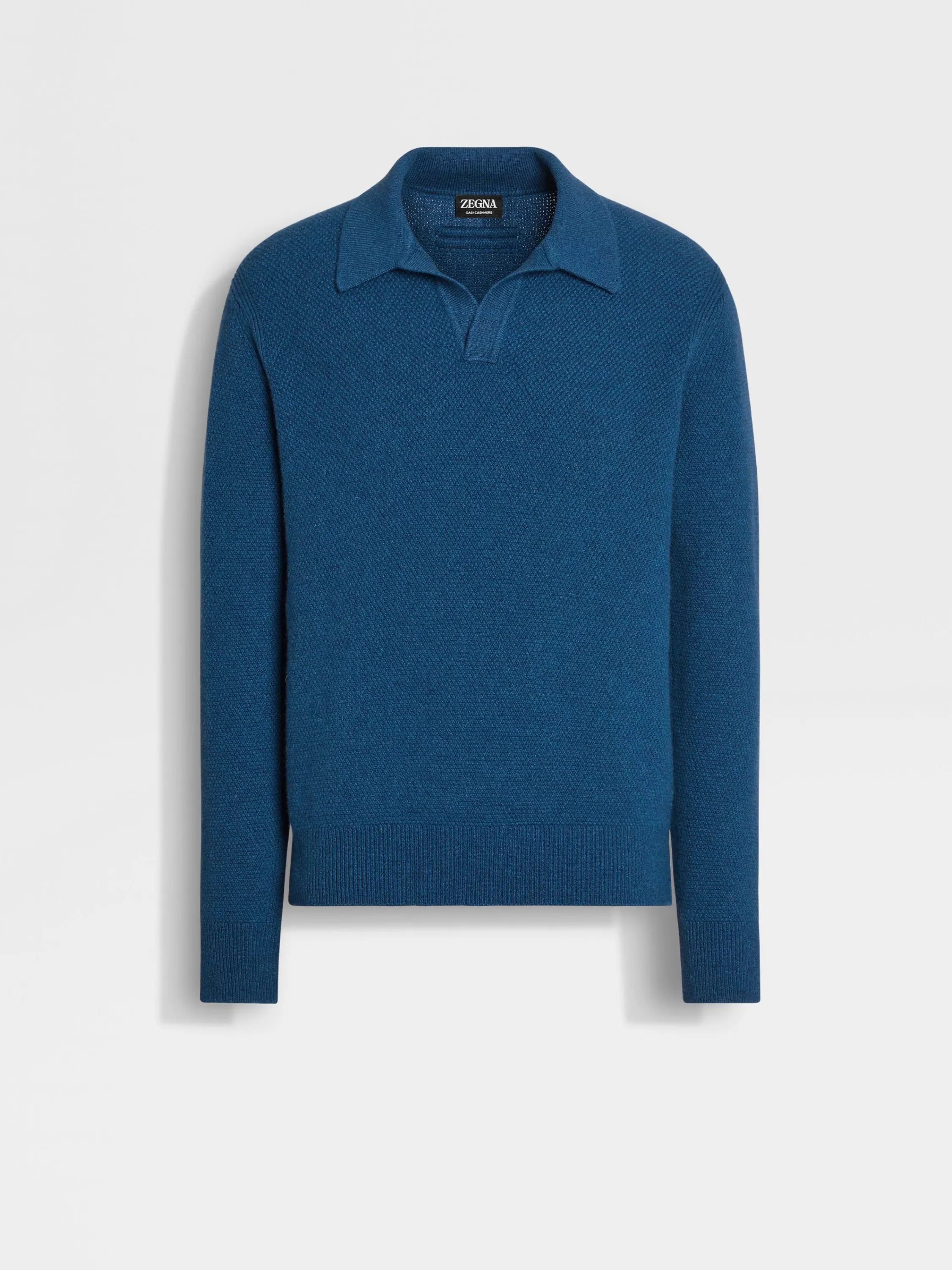 Shop Poloshirt aus Oasi Cashmere in meliertem, leuchtendem Aquamarin Strickwaren