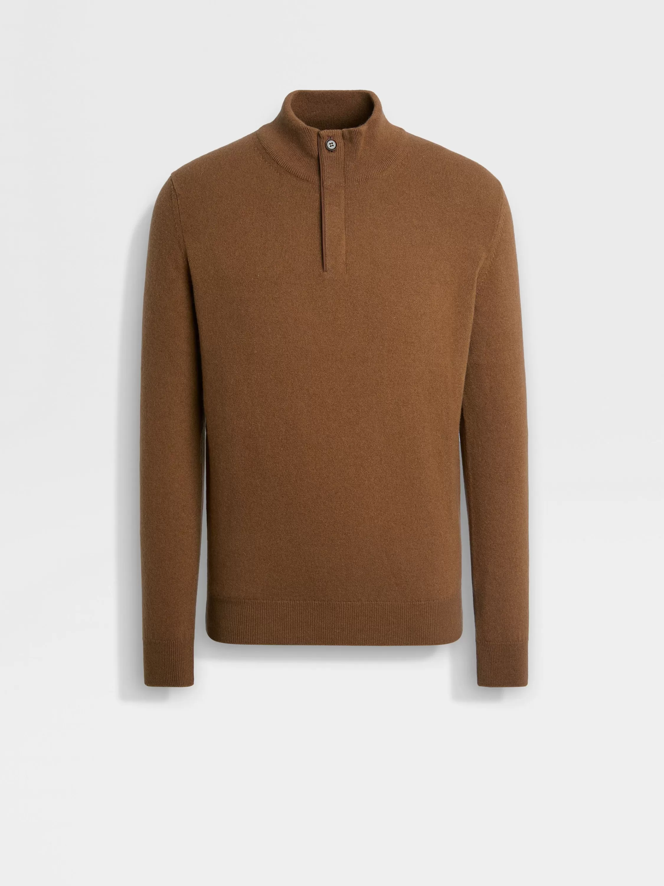 Shop Pullover aus Oasi Cashmere mit Stehkragen und Reißverschluss in meliertem, dunklem Foliage Strickwaren