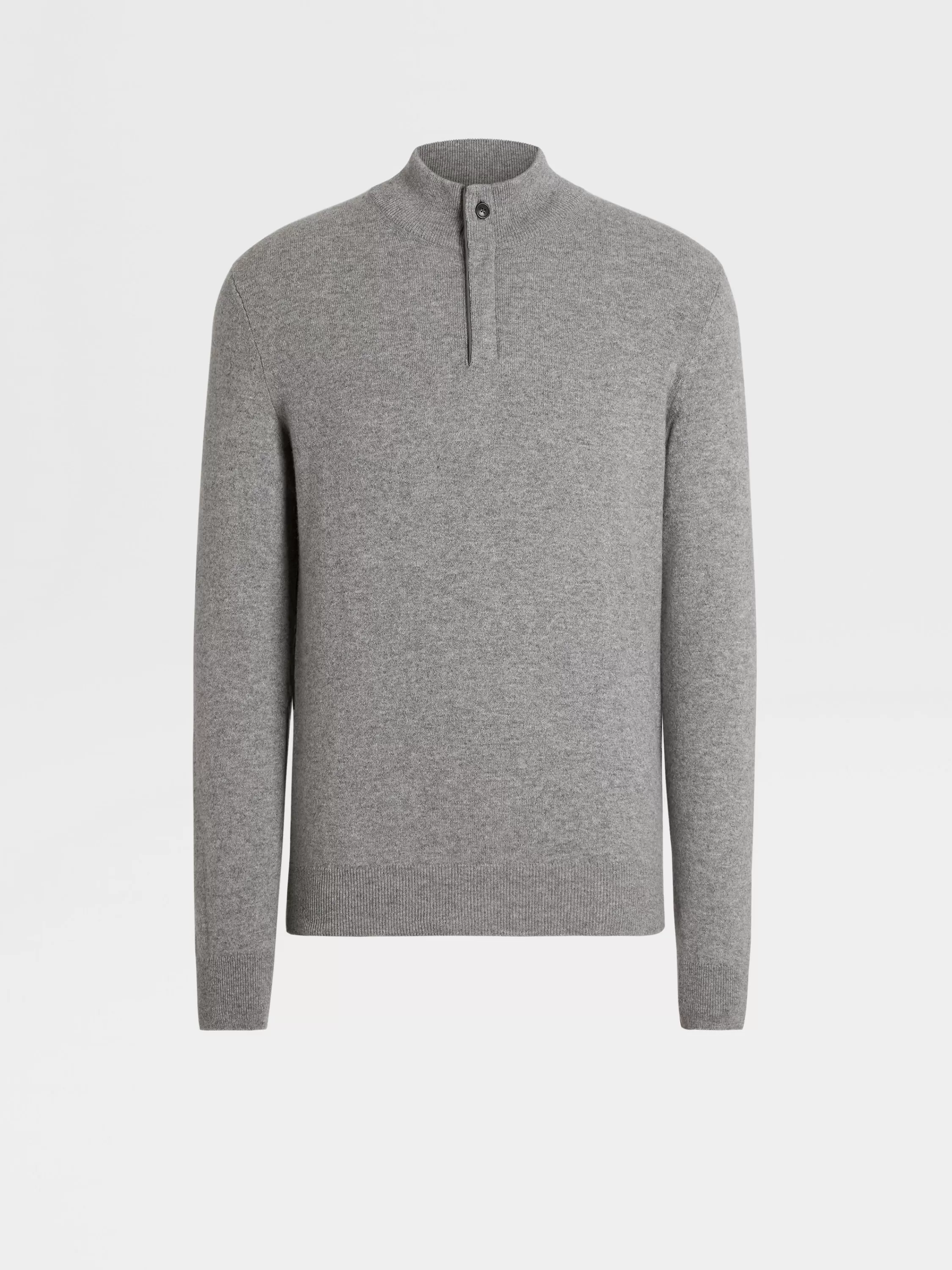 Cheap Pullover aus Oasi Cashmere mit Stehkragen und Reißverschluss in meliertem Grau Strickwaren