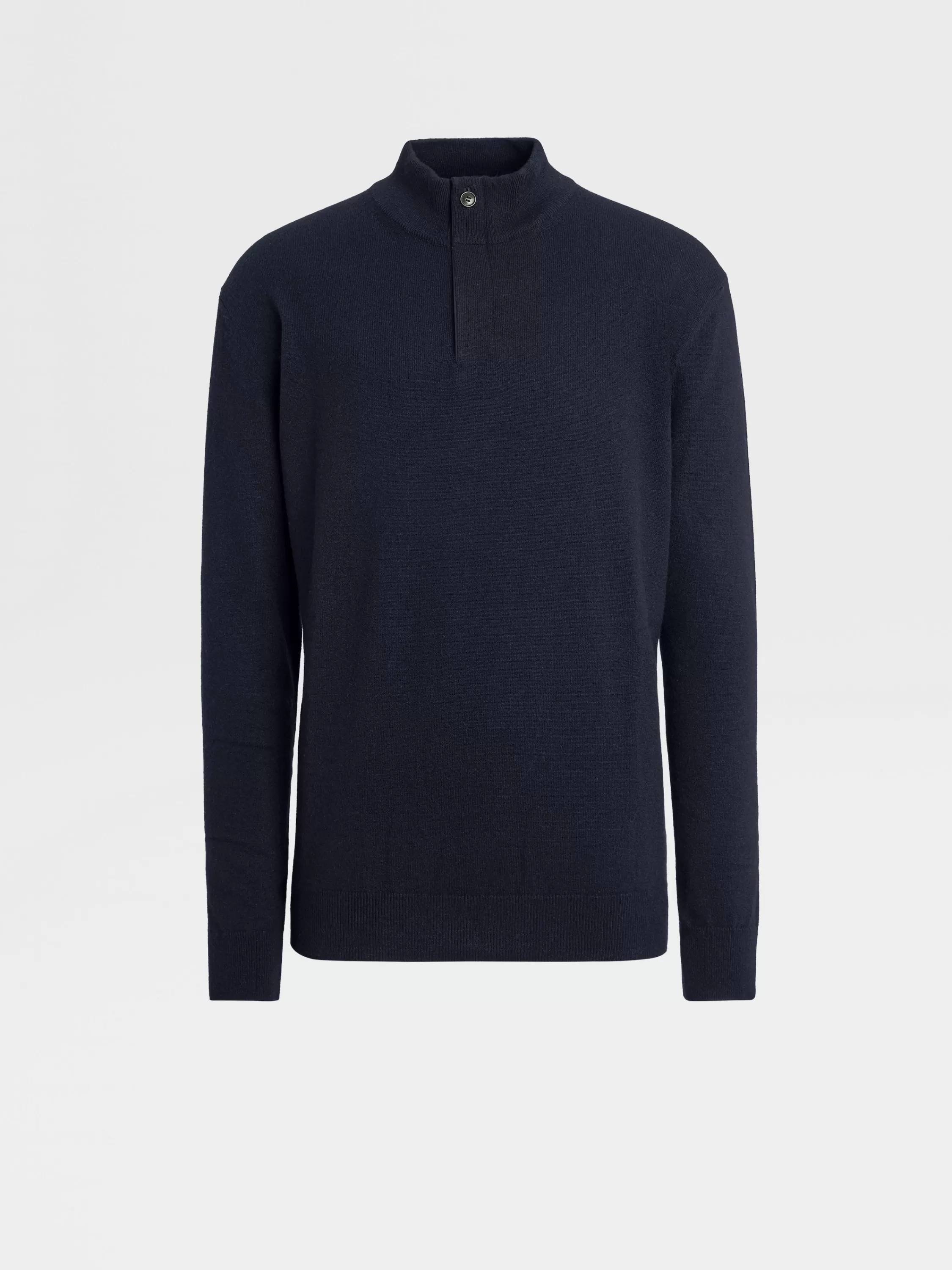 Best Pullover aus Oasi Cashmere mit Stehkragen und Reißverschluss in meliertem Marineblau Strickwaren