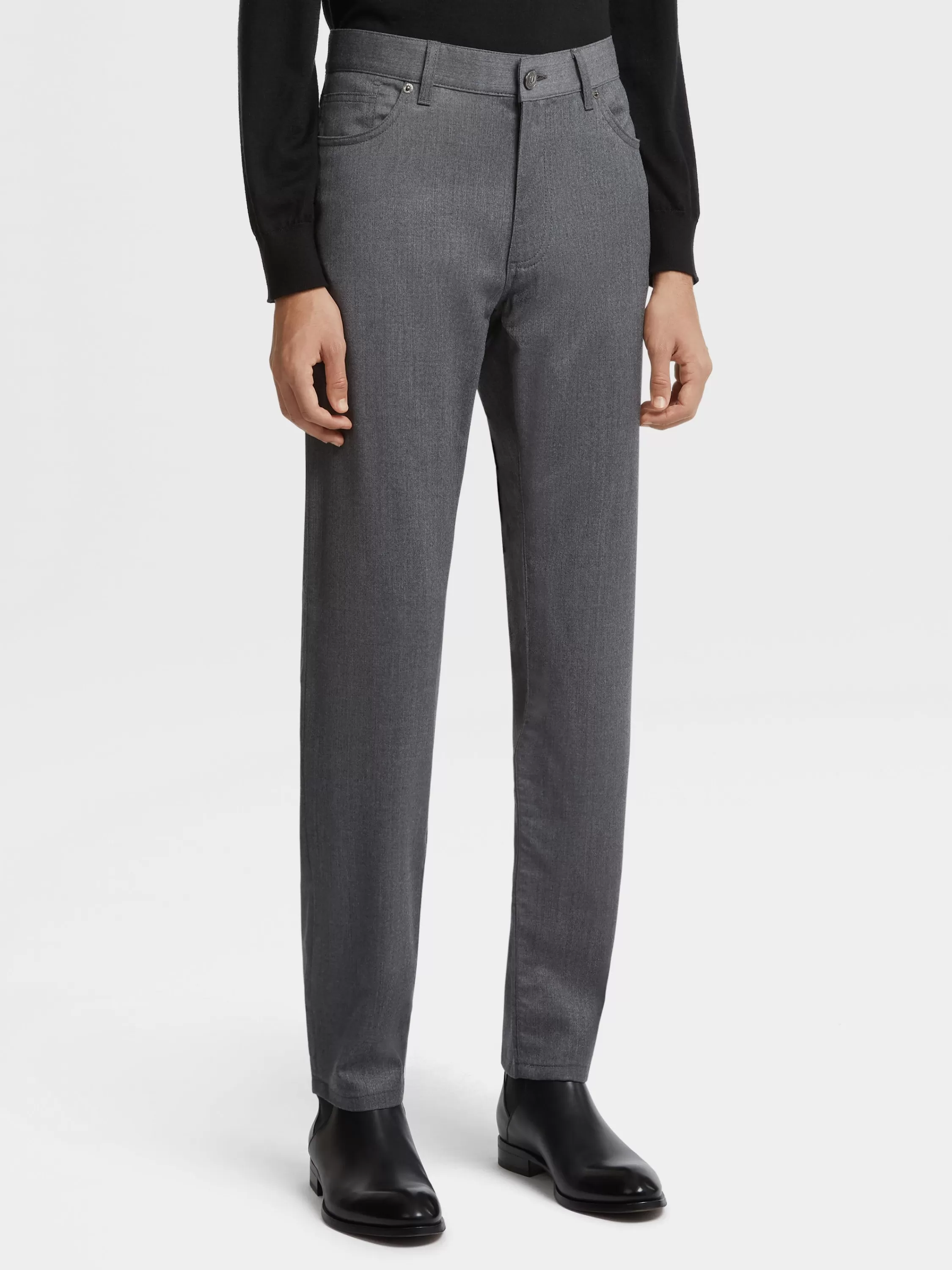 Outlet Roccia Hose aus Wolle mit Stone-Washed-Effekt in Jeans