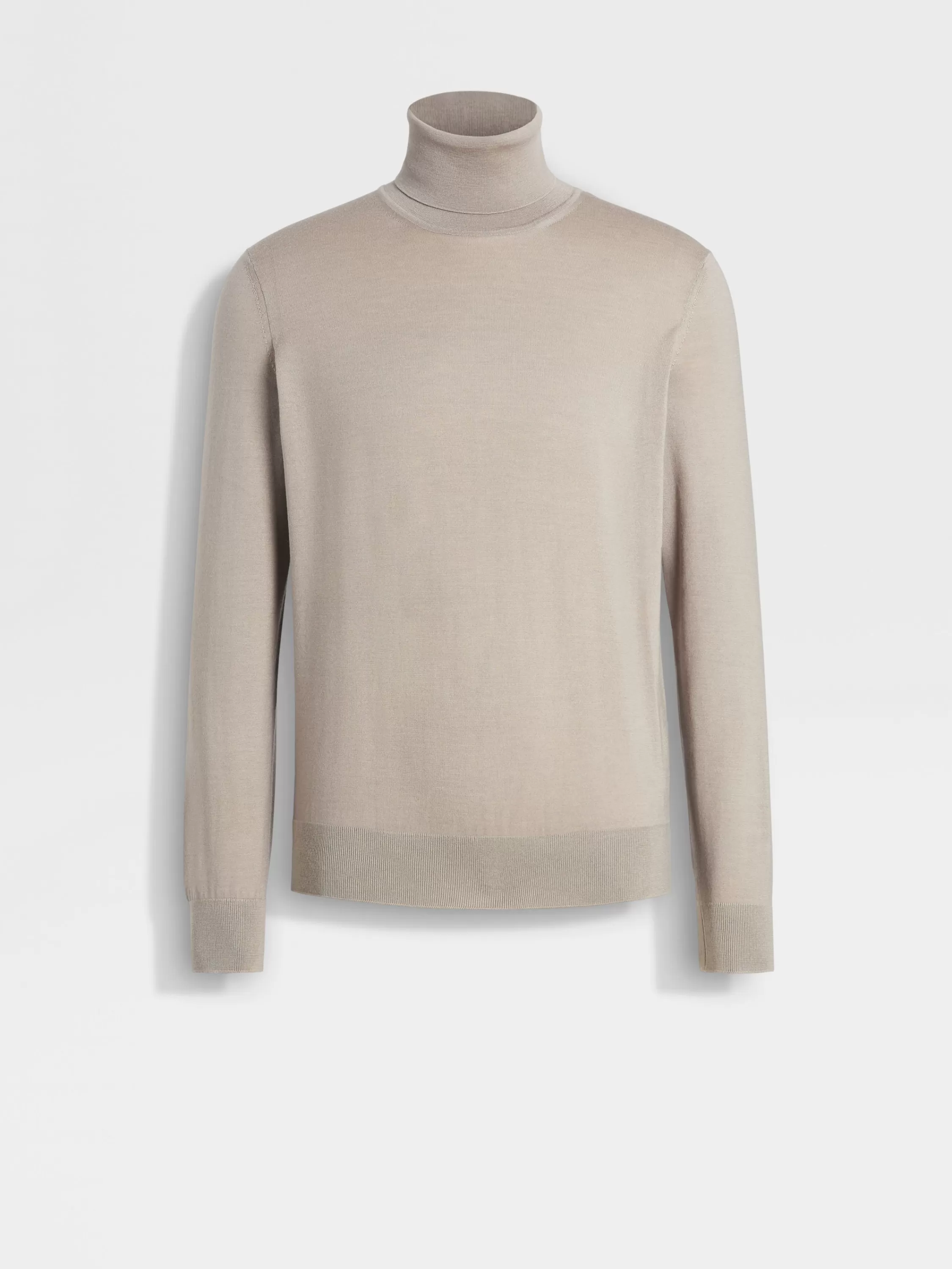 Outlet Rollkragenpullover aus Cashseta in hellem Taupe Strickwaren