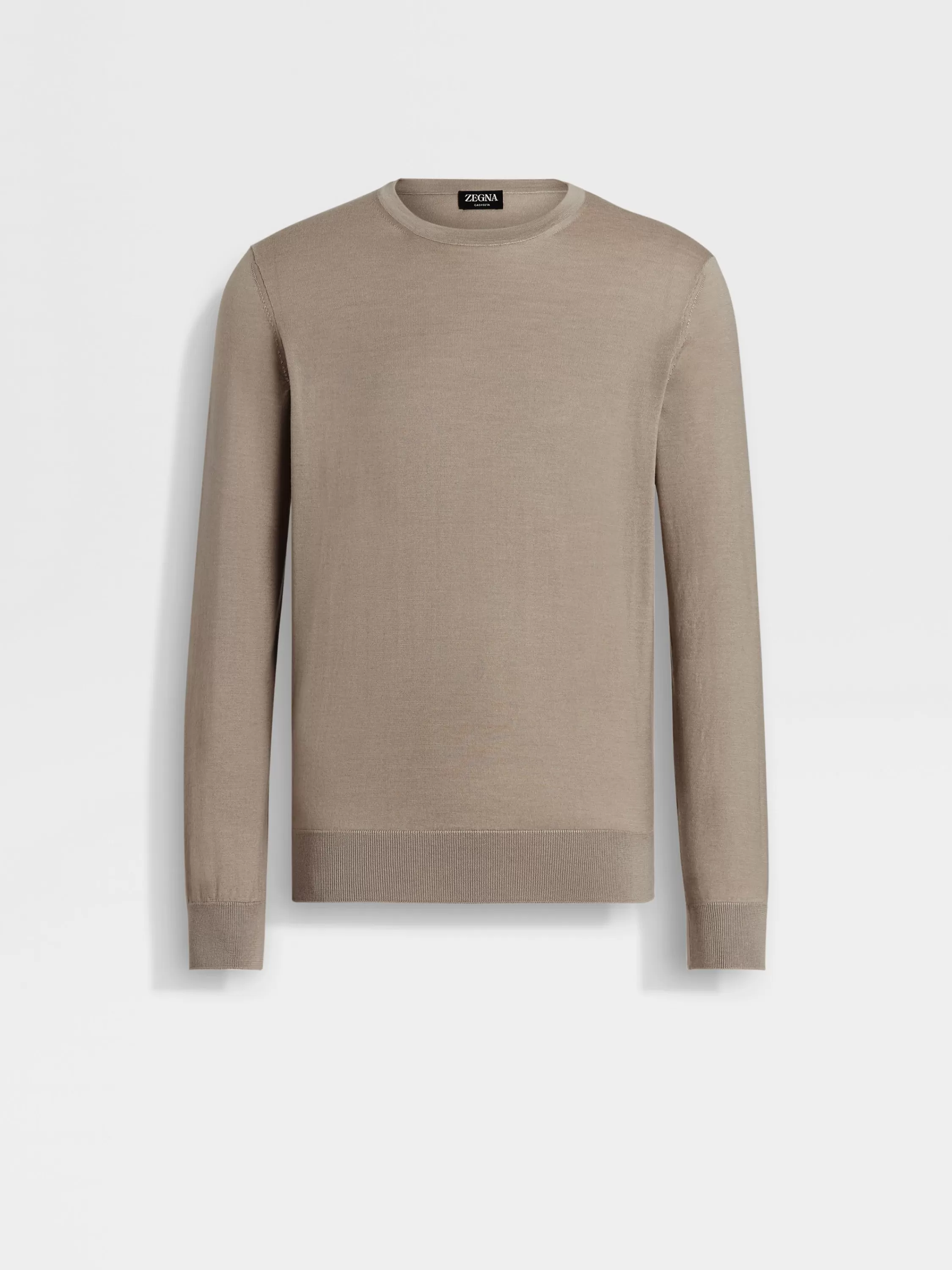 Clearance Rundhalspullover aus Cashseta in hellem Taupe Strickwaren