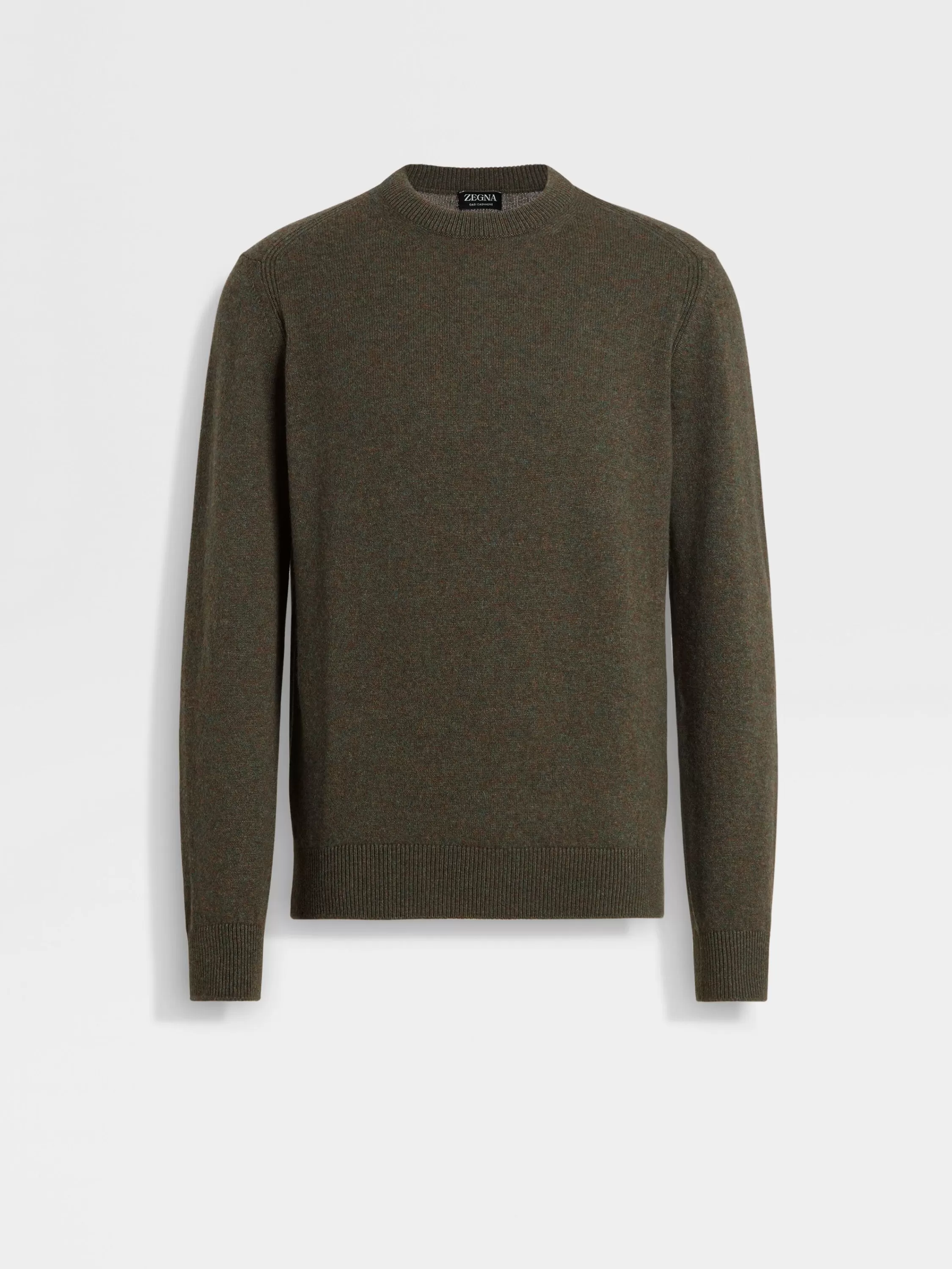 Cheap Rundhalspullover aus Oasi Cashmere in mehrfarbig meliertem Armeegrün Strickwaren