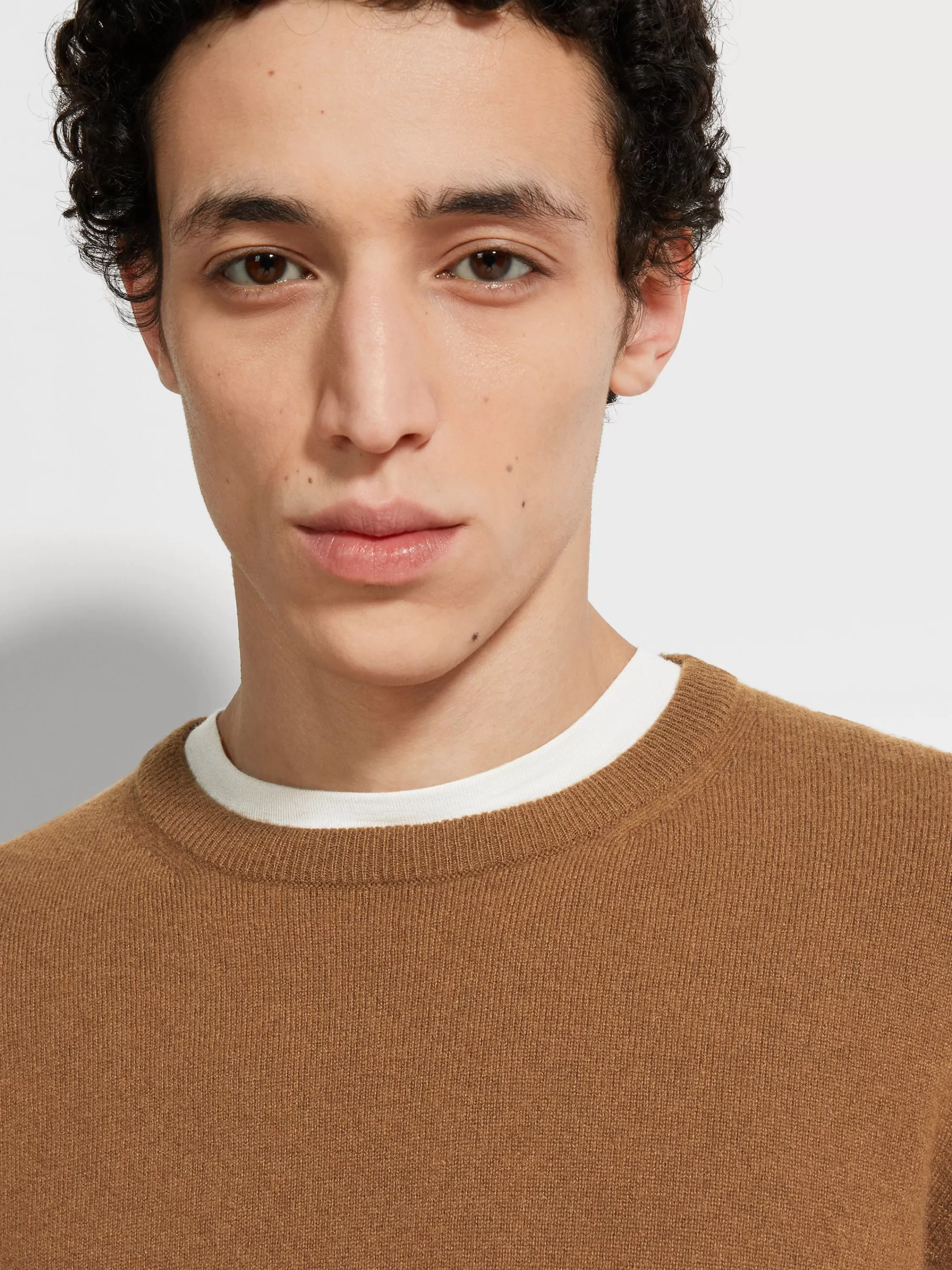 Discount Rundhalspullover aus Oasi Cashmere in Meliertem Dunklem Foliage Strickwaren