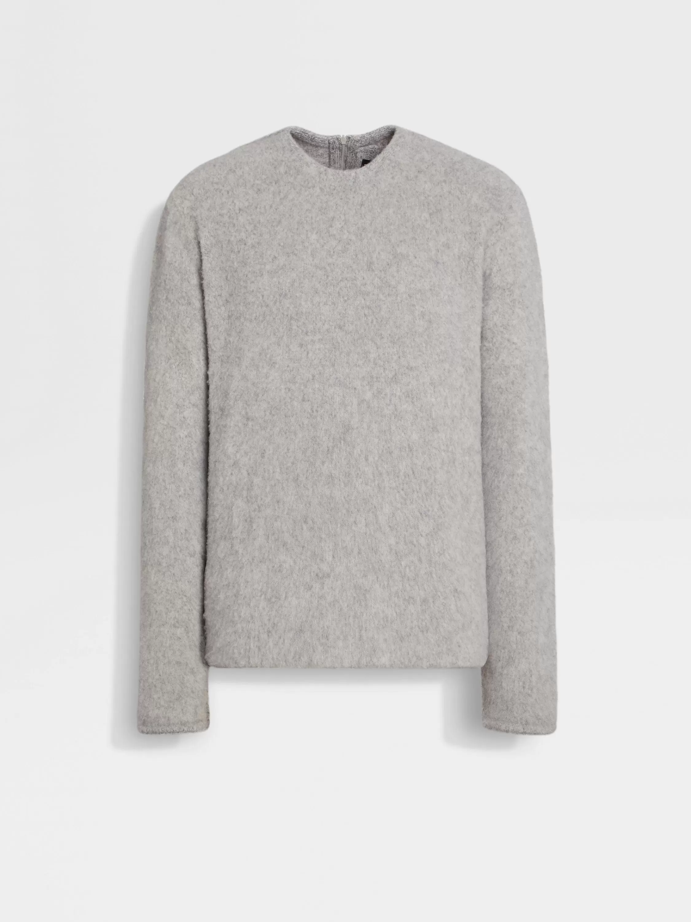 Discount Rundhalspullover aus Oasi Cashmere in meliertem Hellgrau Strickwaren