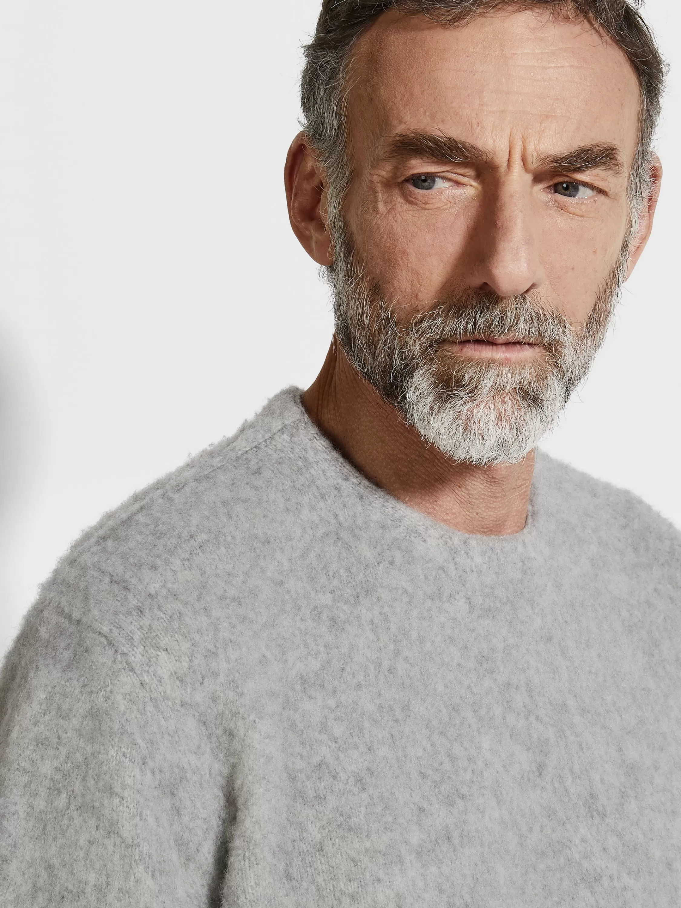 Discount Rundhalspullover aus Oasi Cashmere in meliertem Hellgrau Strickwaren