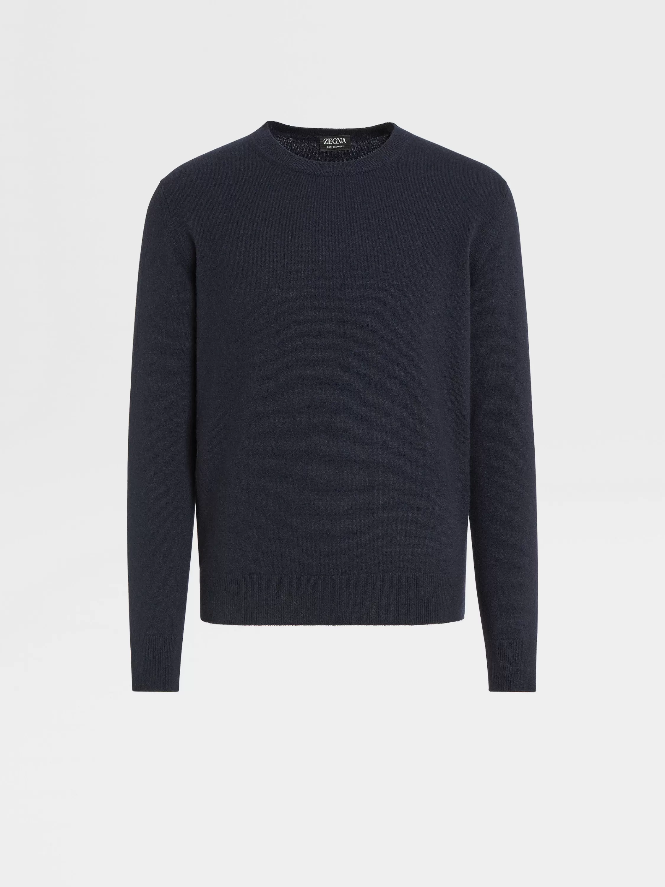 Sale Rundhalspullover aus Oasi Cashmere in meliertem Marineblau Strickwaren