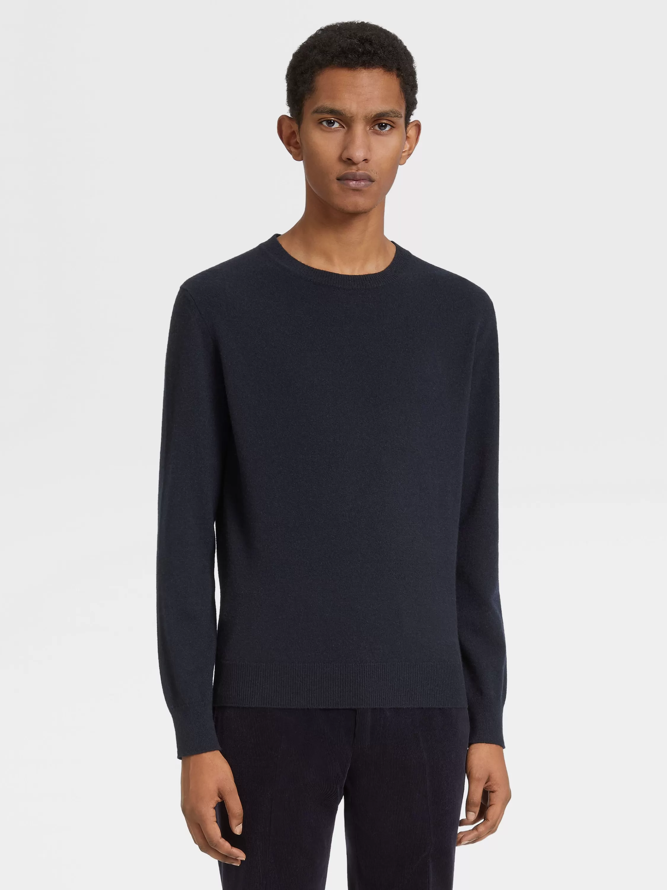 Sale Rundhalspullover aus Oasi Cashmere in meliertem Marineblau Strickwaren