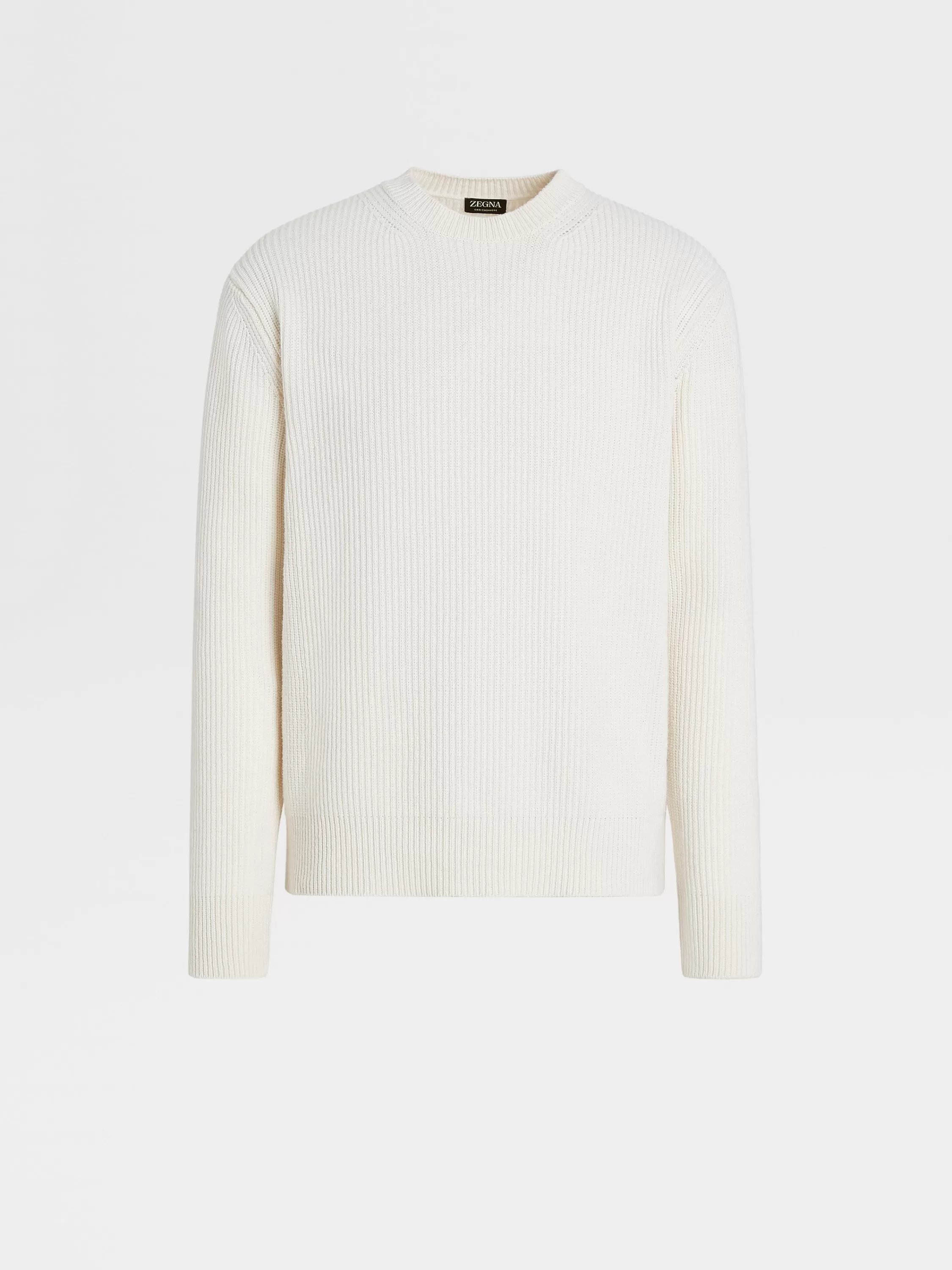 Cheap Rundhalspullover aus Oasi Cashmere in meliertem Weiß Strickwaren