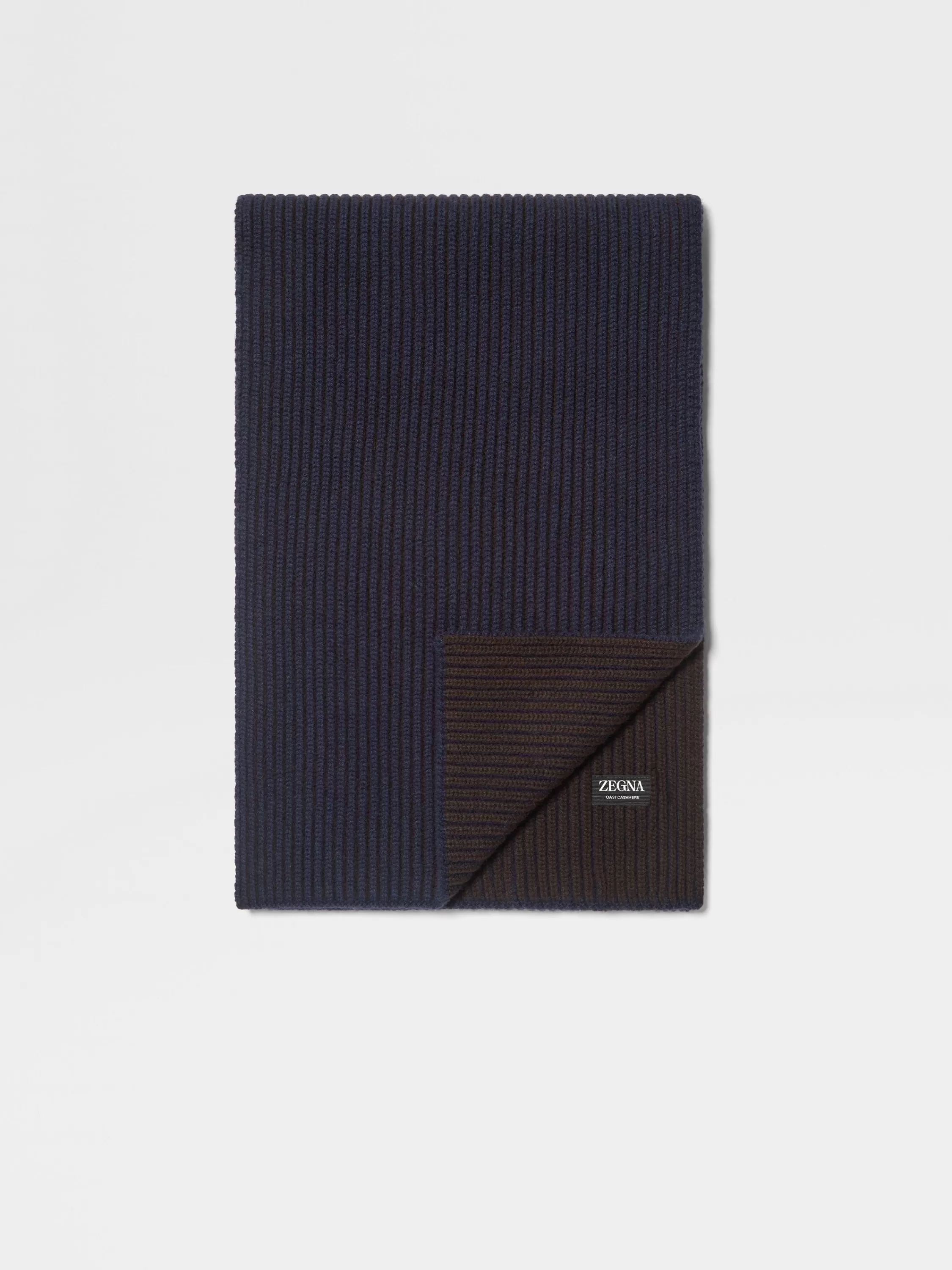 Store Schal aus Oasi Cashmere in Tintenblau und Dunkelbraun Handschuhe, Schals Und Hüte