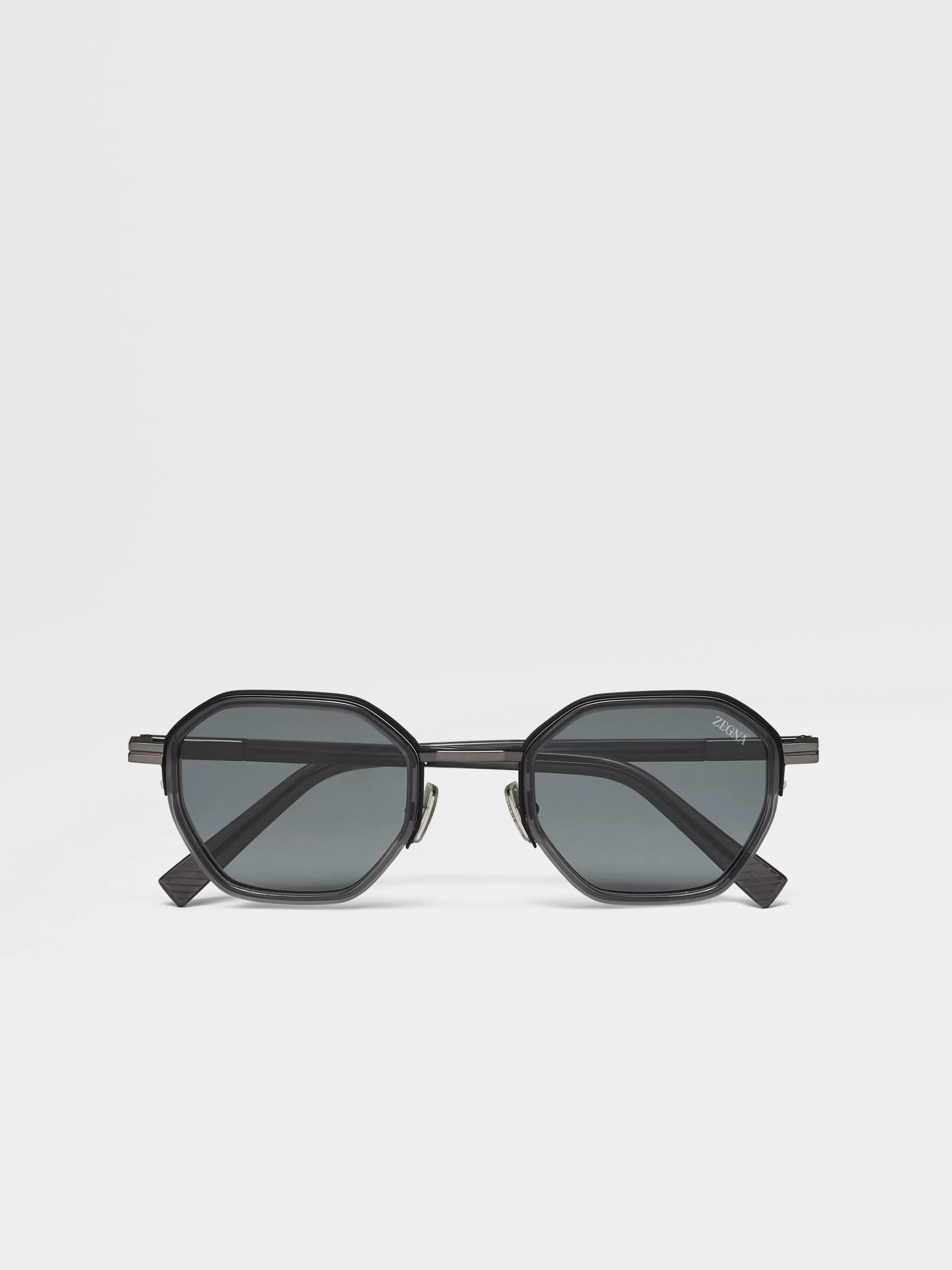 Fashion Sonnenbrille aus Acetat und Metall in transparentem Grau Sonnenbrillen