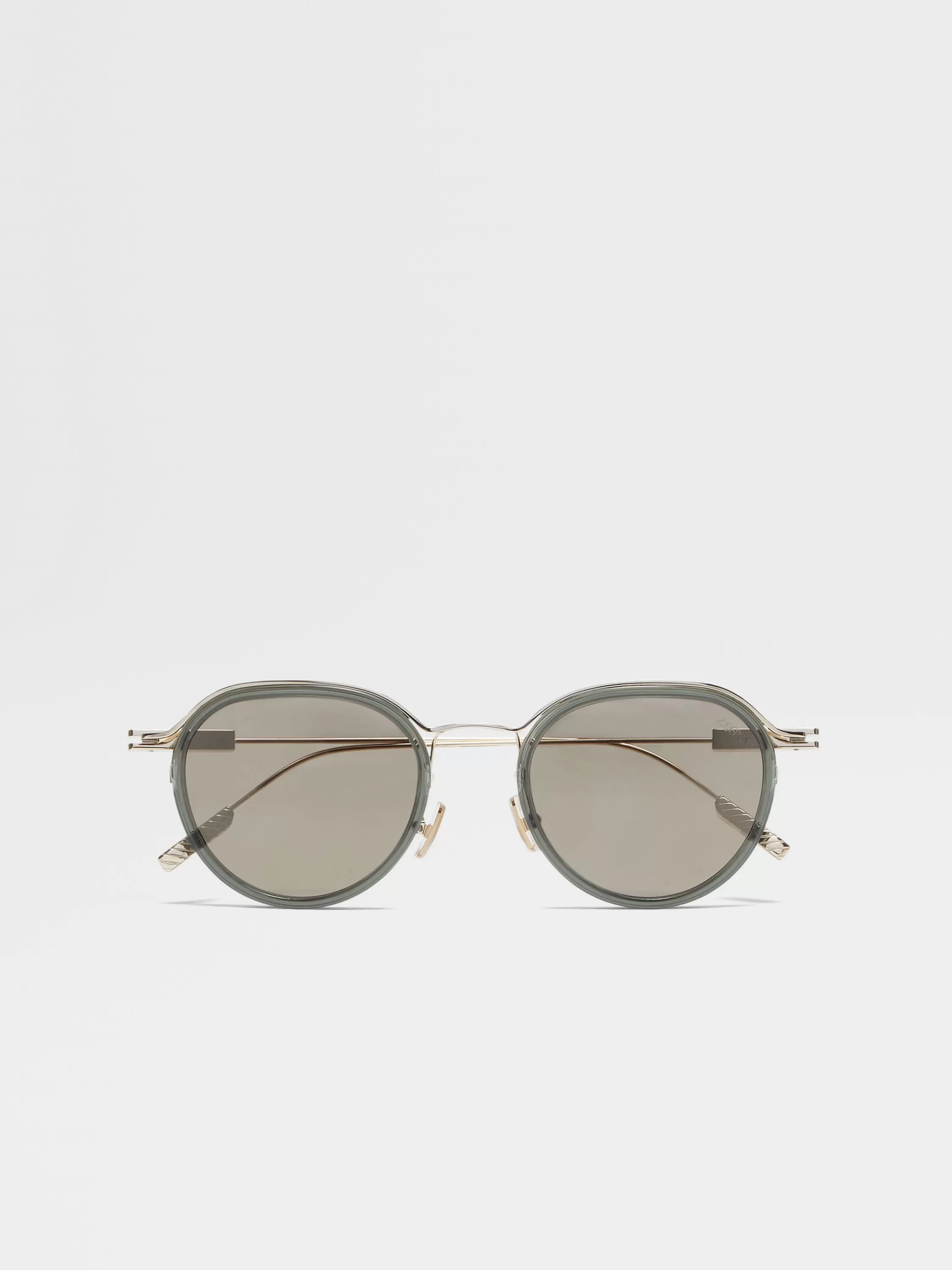 Discount Sonnenbrille aus Acetat und Metall in transparentem Grün und Blassgold Sonnenbrillen