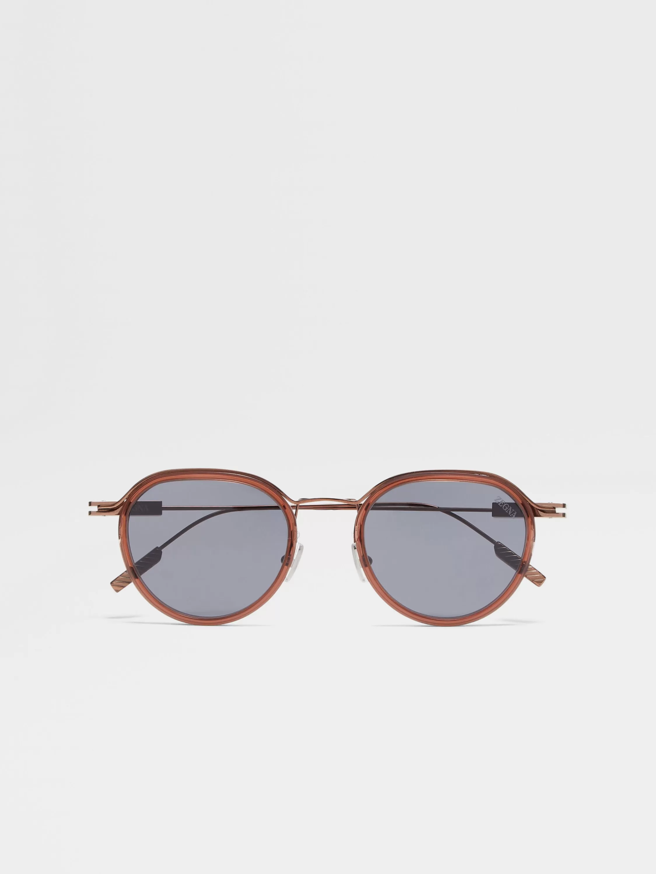 Fashion Sonnenbrille aus Metall und Acetat in transparentem Braun Sonnenbrillen