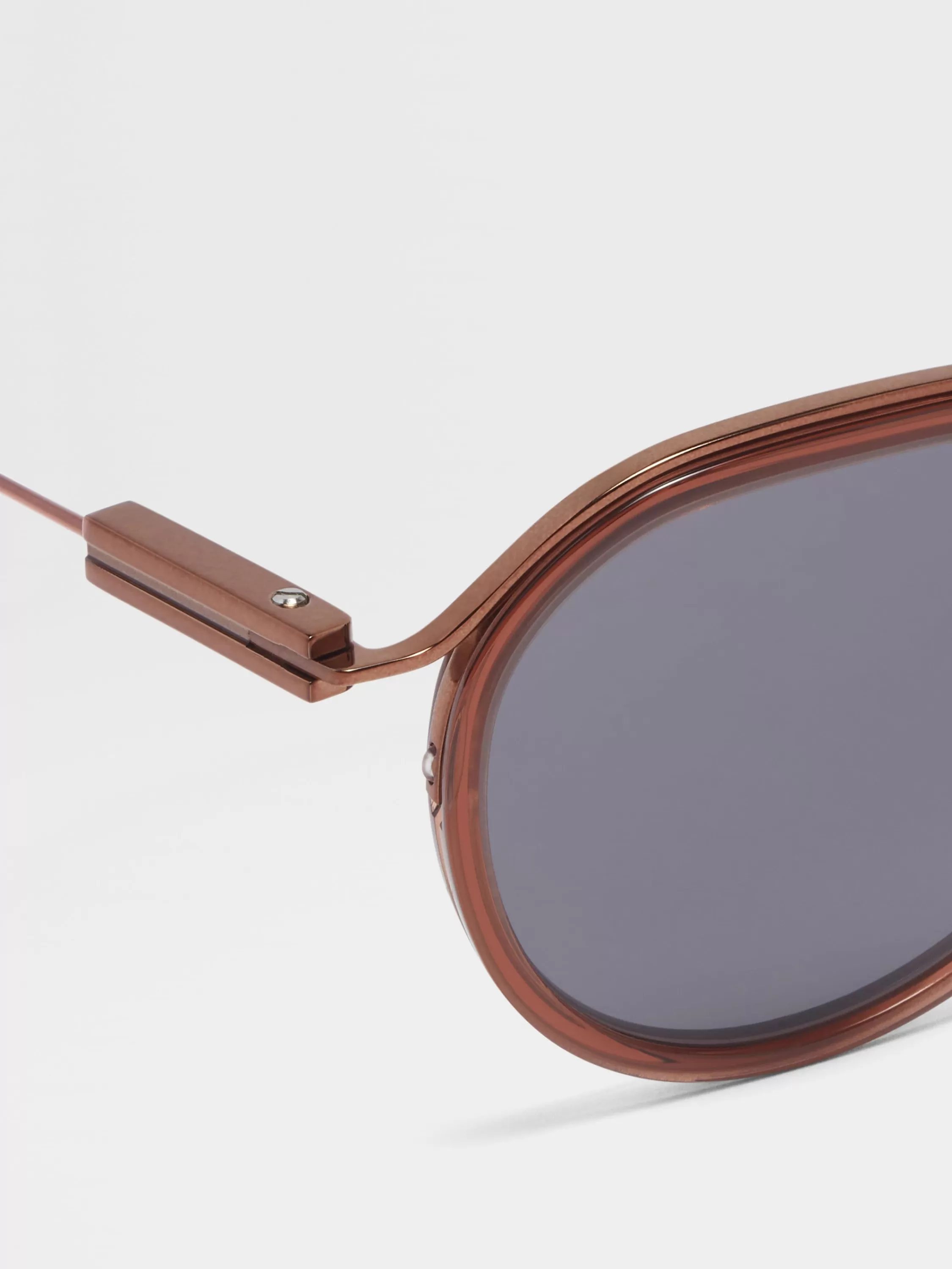 Fashion Sonnenbrille aus Metall und Acetat in transparentem Braun Sonnenbrillen