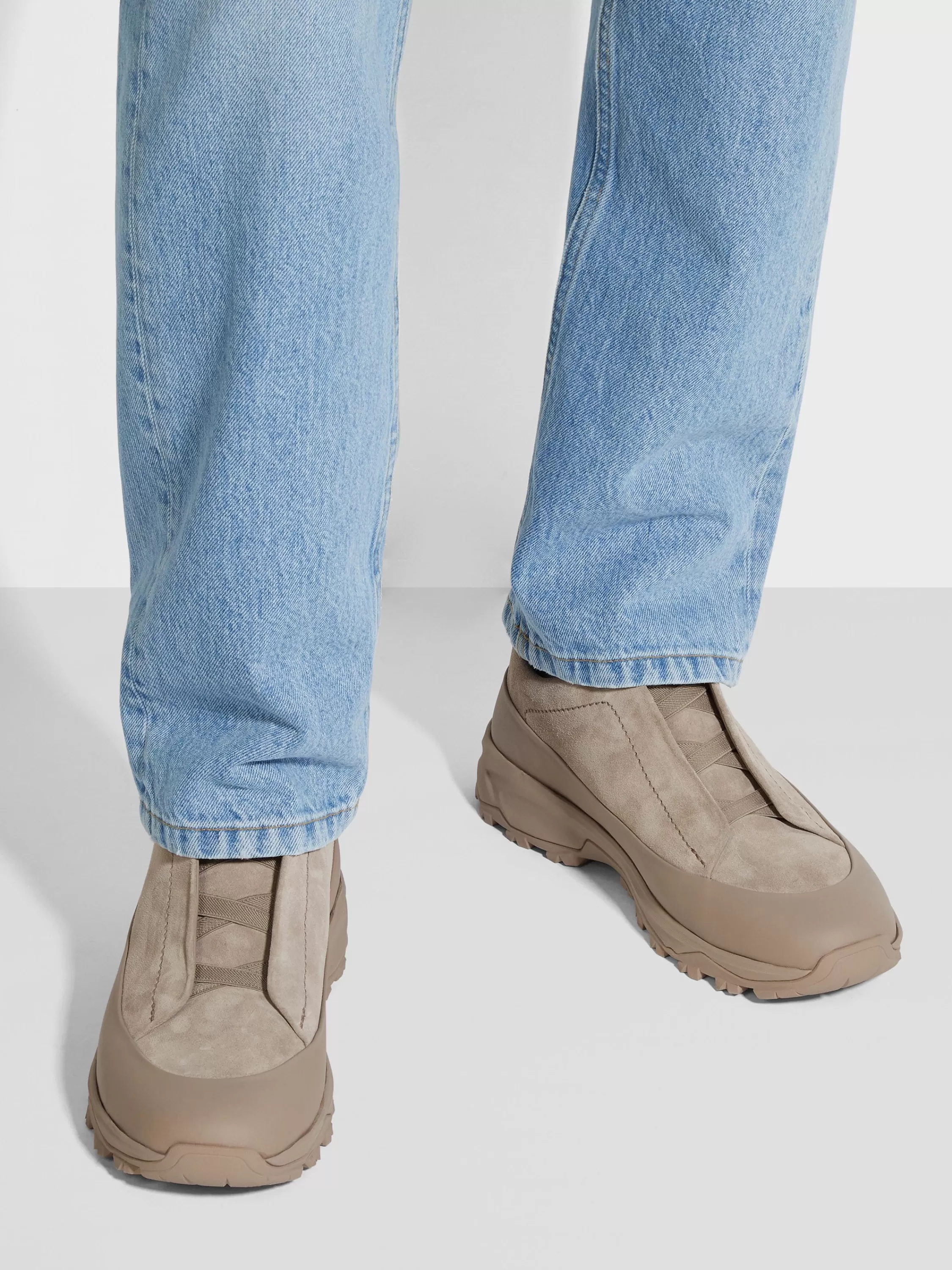 Cheap Triple Stitch™ Monte Sneaker aus Wildleder und Glattleder in hellem Taupe Sneaker