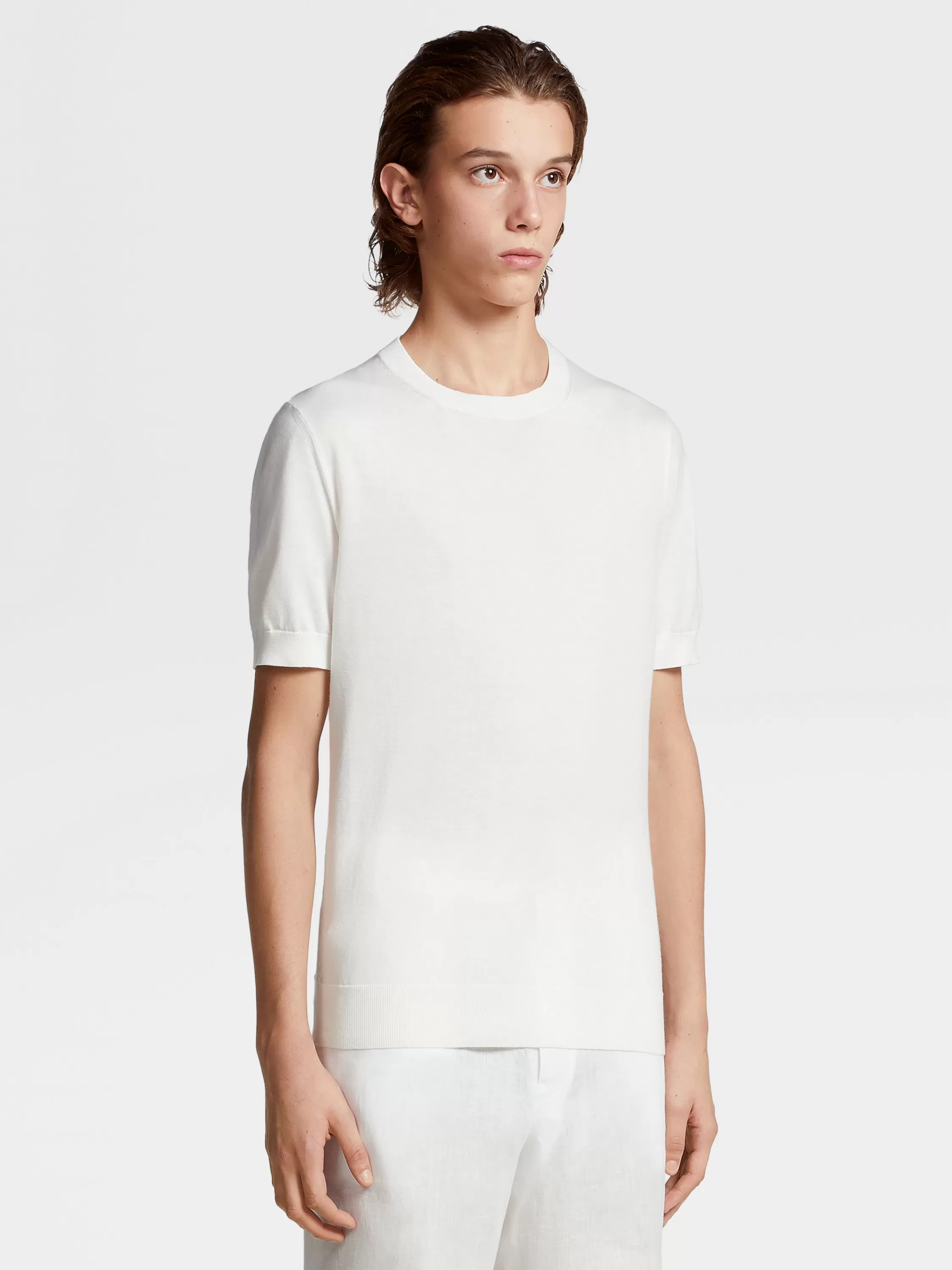 Online T-Shirt aus Premium Cotton in Strickwaren